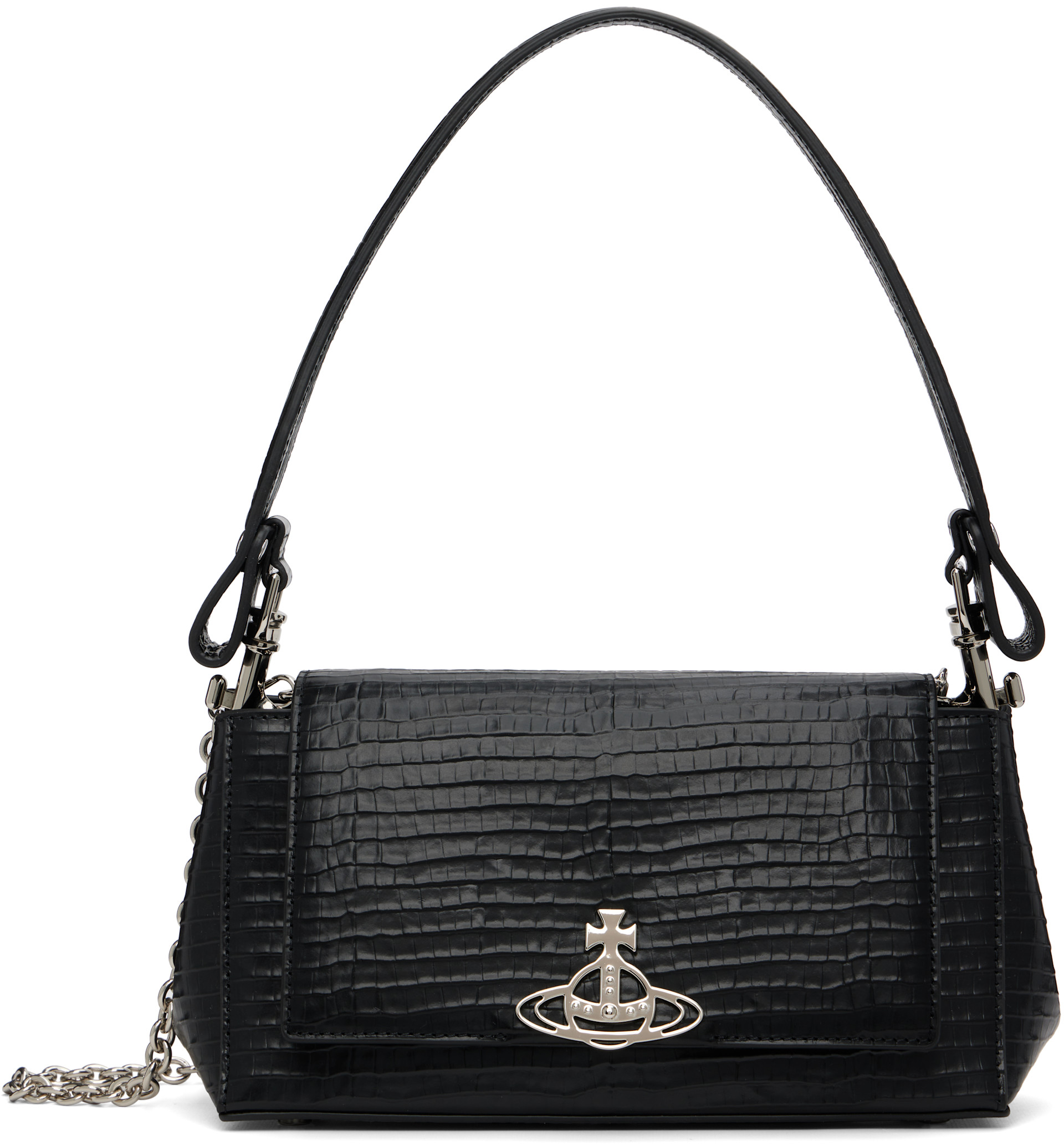 ♡ Vivienne Westwood ♡ Vivienne Westwood: Black Hazel Medium Handbag | SSENSE Canada