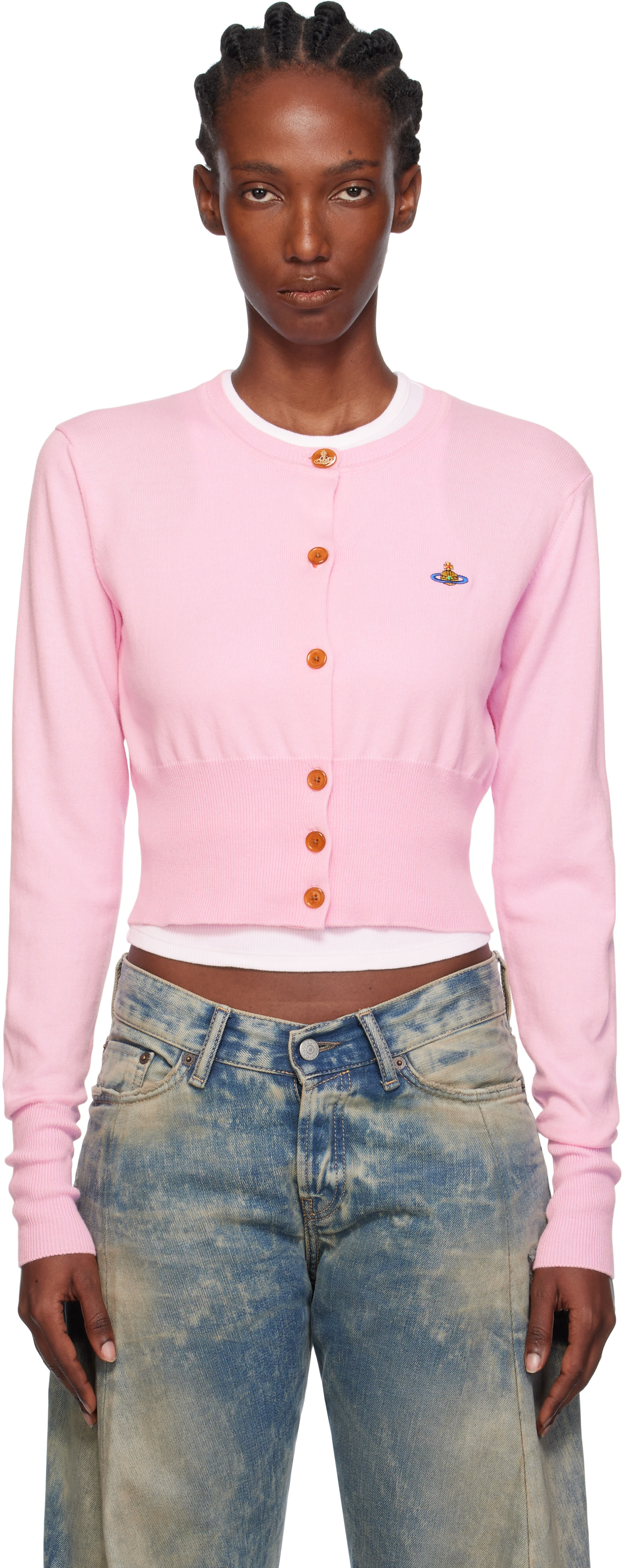 Vivienne Westwood: Pink Bea Cropped Cardigan | SSENSE