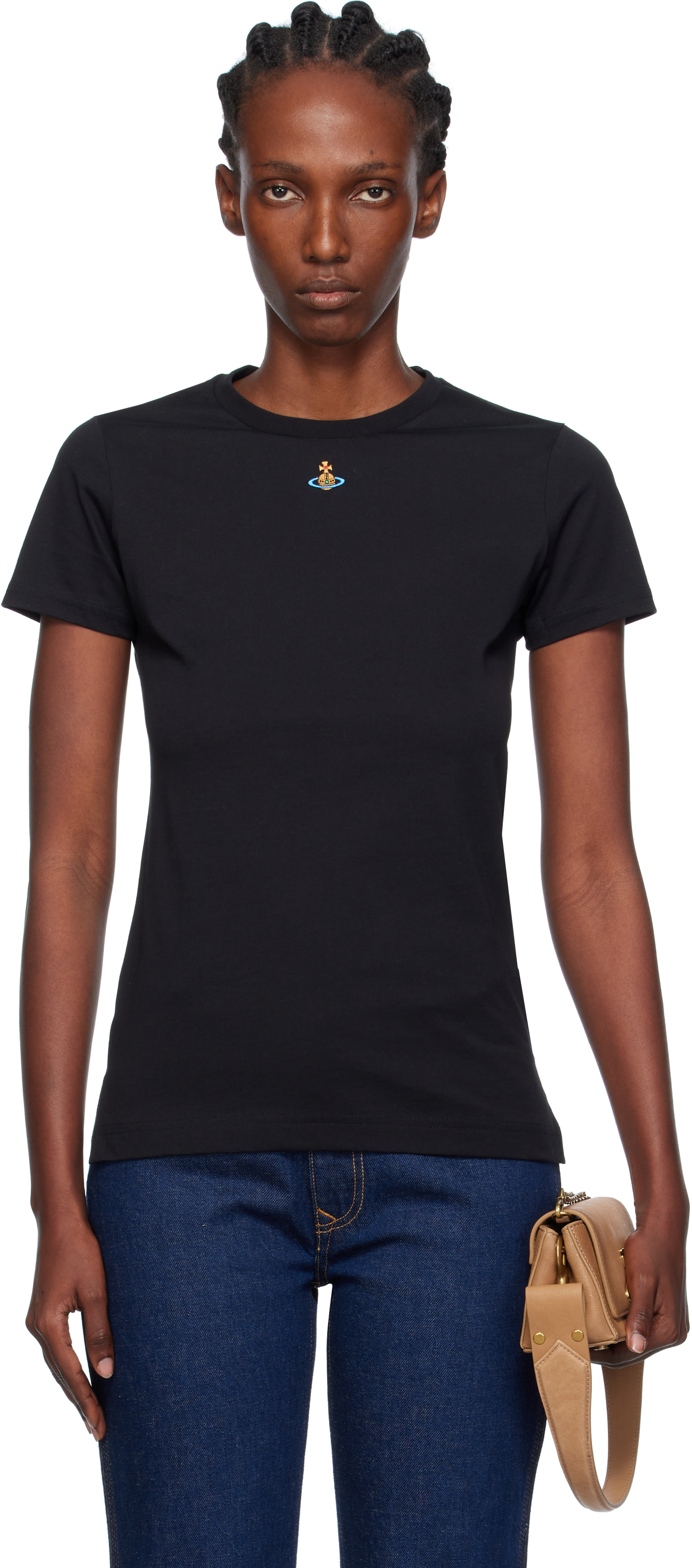 新品タグ付き Vivienne Westwood ORB PERU Tシャツ Vivienne Westwood: Black Oversized Orb Peru T-shirt | SSENSE