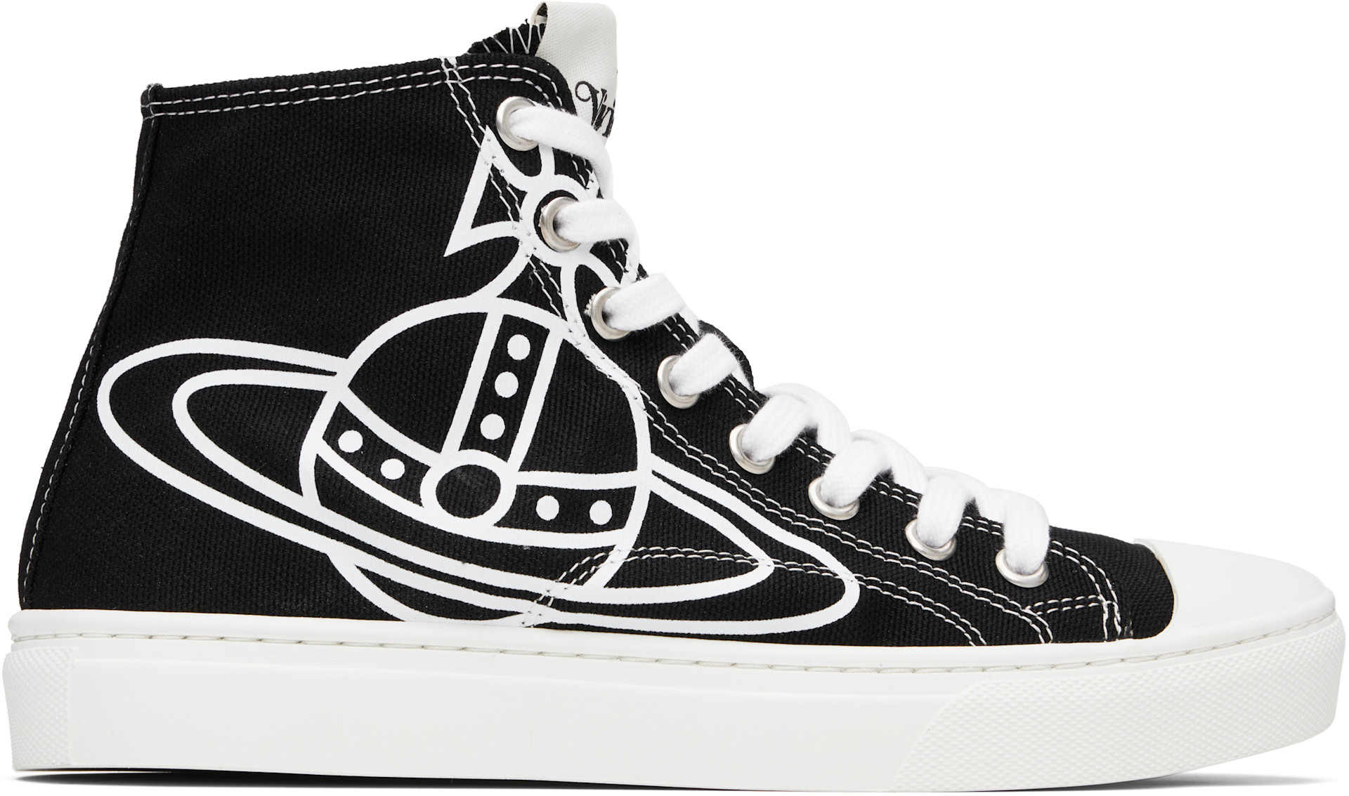 Vivienne Westwood: Black Plimsoll High Top Canvas Sneakers | SSENSE