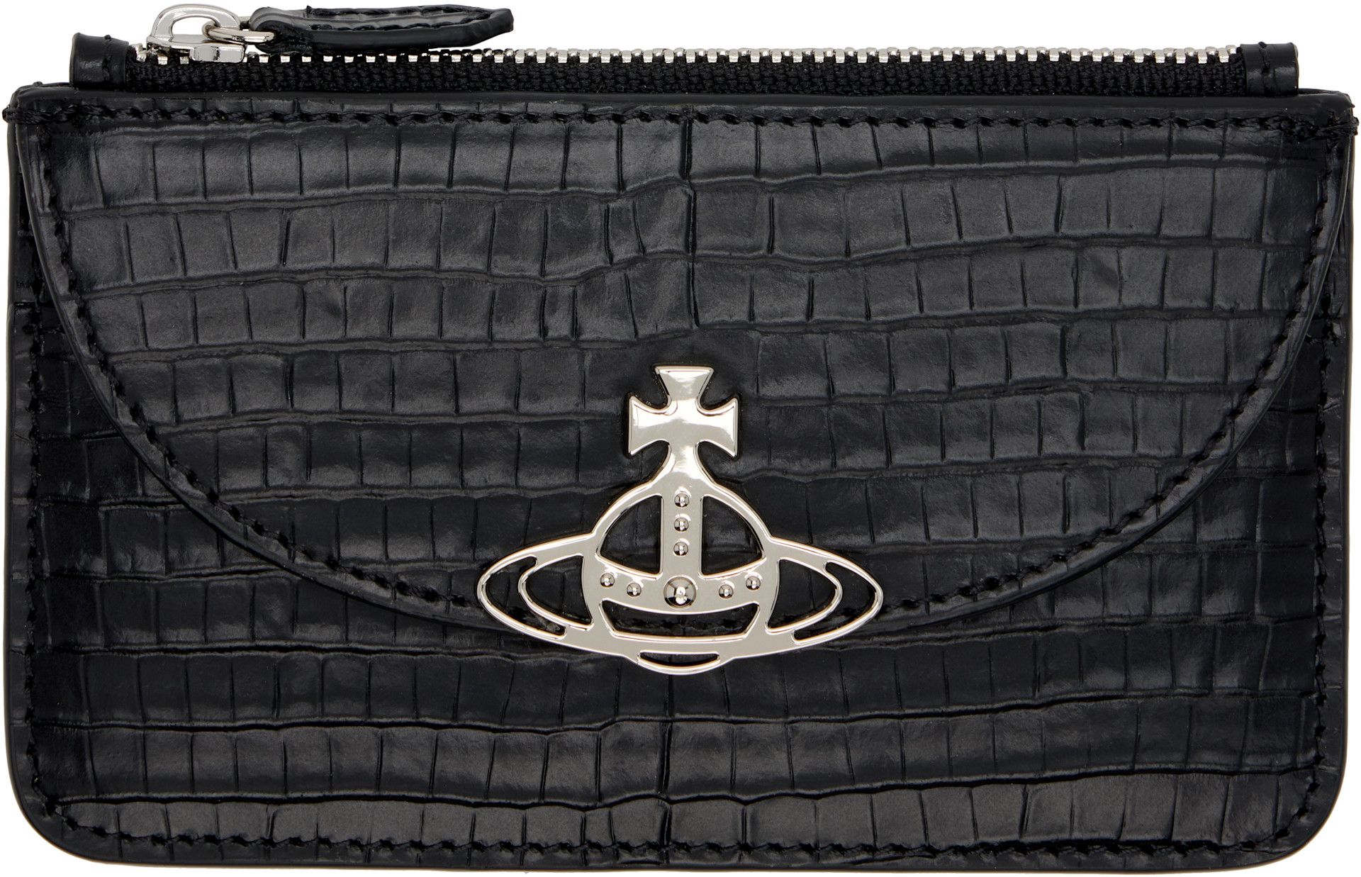 Vivienne Westwood ブラック ケース Vivienne Westwood: ブラック Half Moon クロコエンボス カードケース