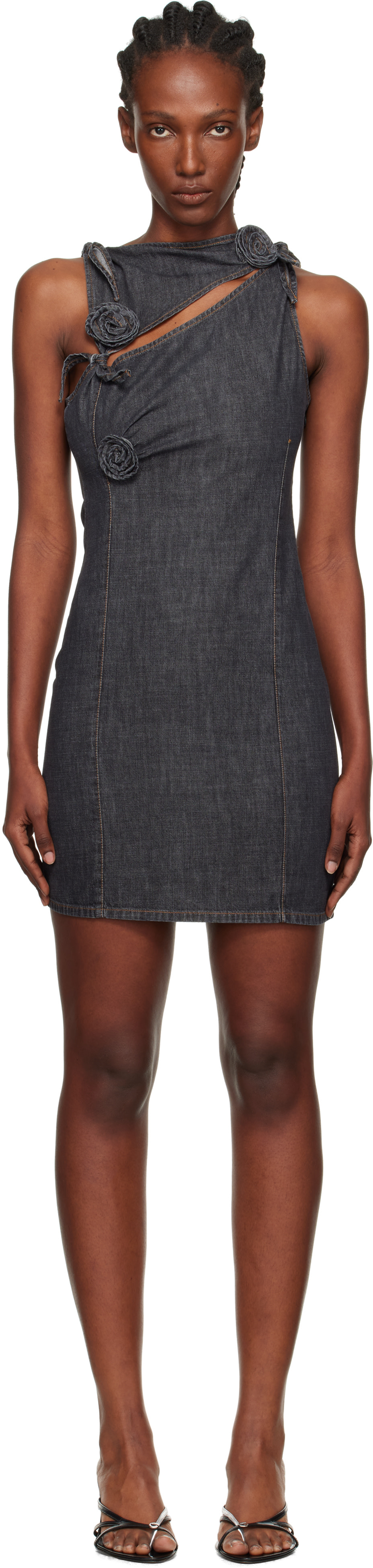 white christmas dresses Mini Cut Denim Dress Set