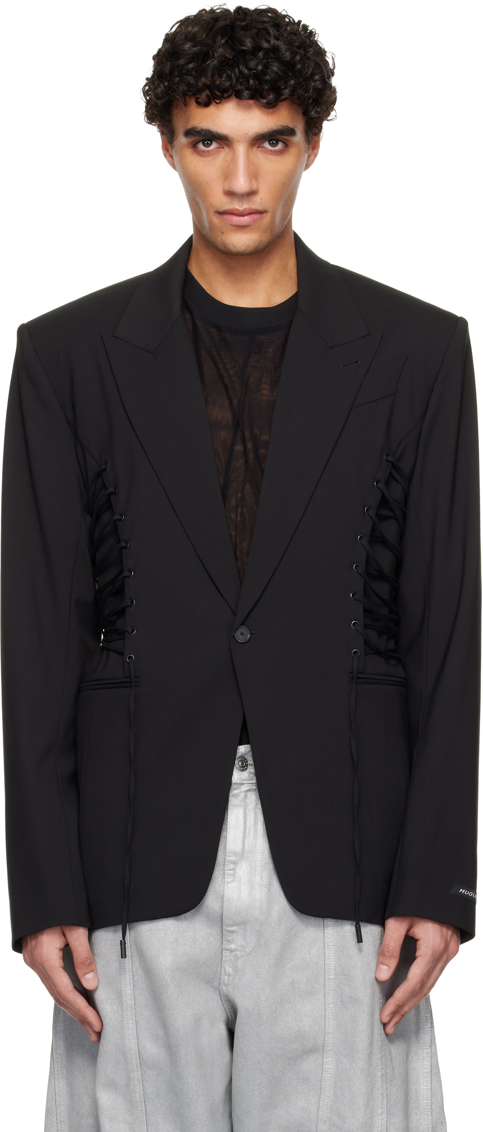 MUGLER  ブラック テーラードジャケット メンズ用 Mugler 最新コレクション | SSENSE 日本