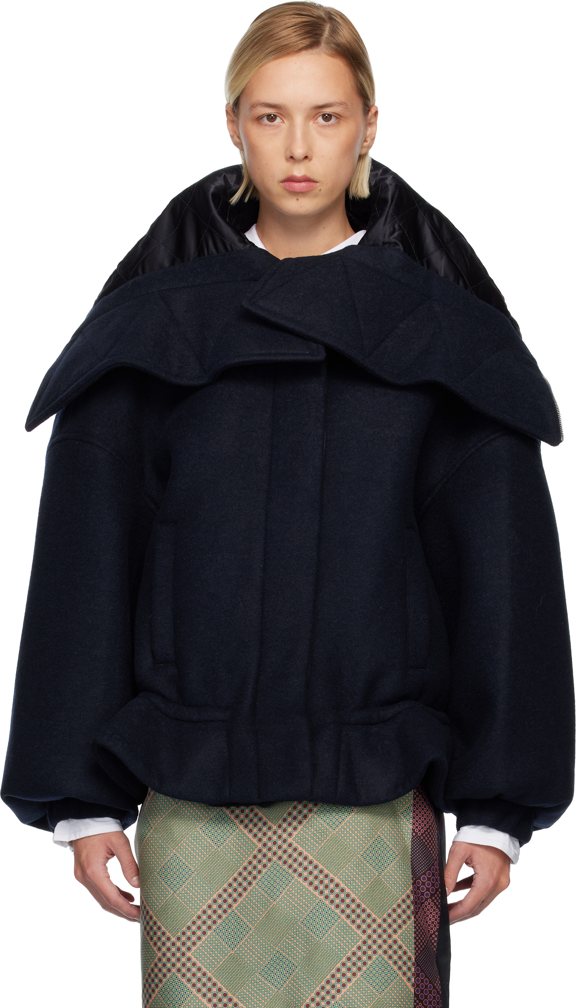 Dries Van Noten: Navy Bonded Short Parka | SSENSE China