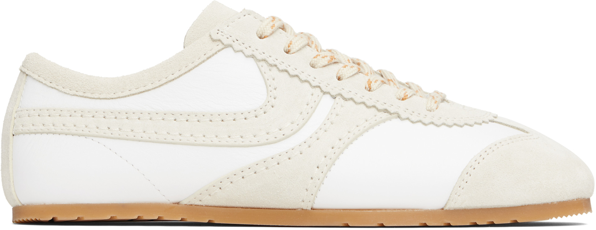 Dries Van Noten: White & Beige Suede Sneakers | SSENSE