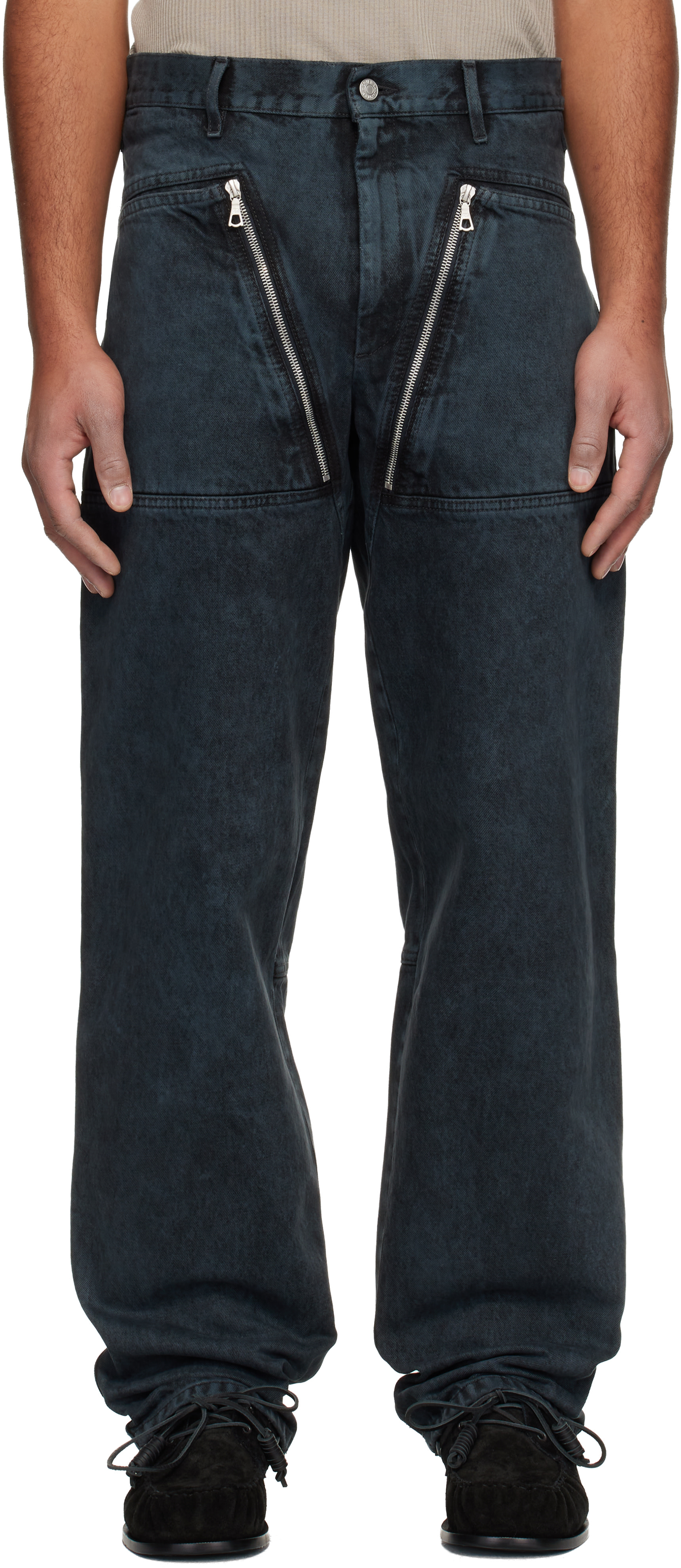 dries van noten デニム Dries Van Noten: Navy Faded Jeans | SSENSE