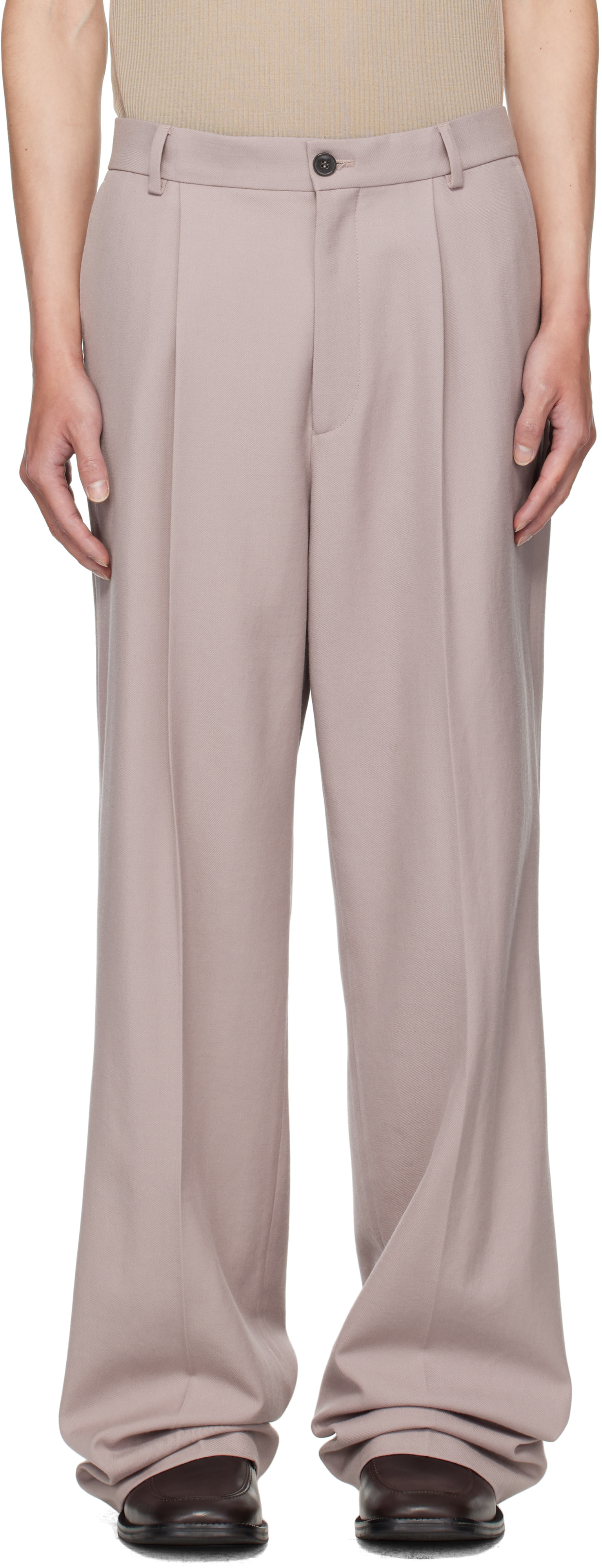 Dries Van Noten: Purple Pleated Trousers | SSENSE