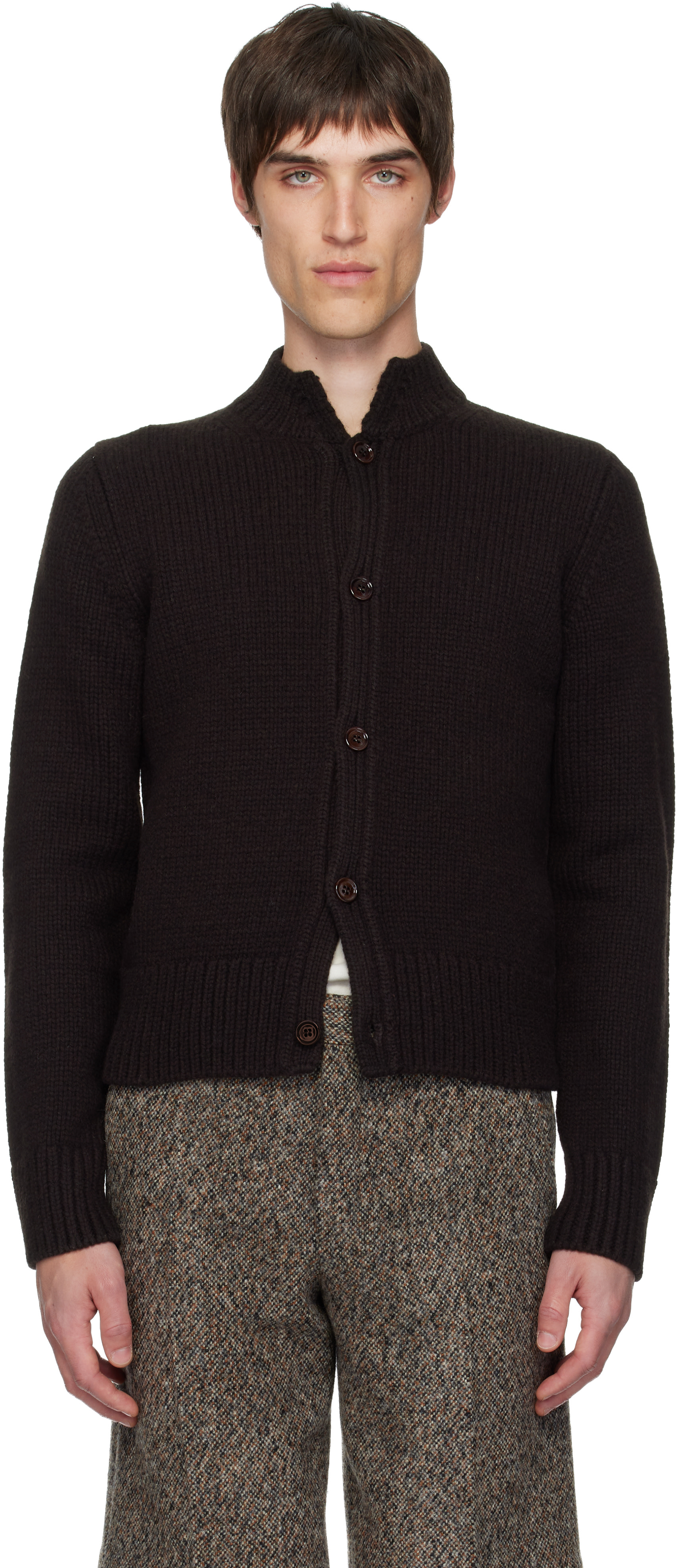 トップス Dries Van Noten Brown Wool Knit Cardigan Dries Van Noten: Brown Merino Wool Cardigan | SSENSE