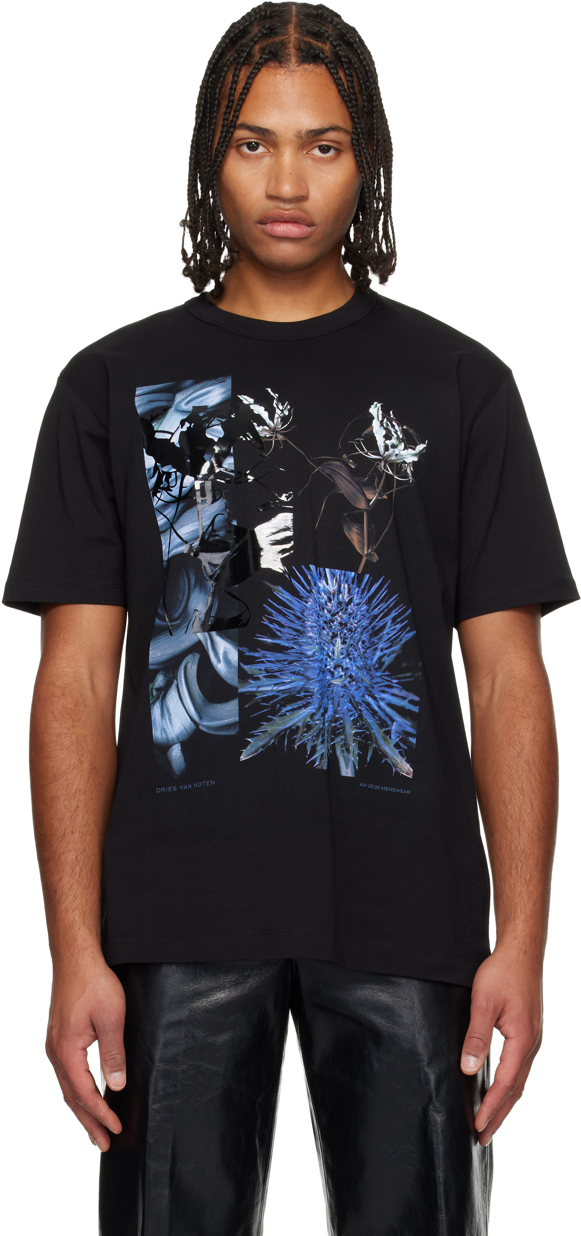 Dries Van Noten: Black Printed T-shirt | SSENSE