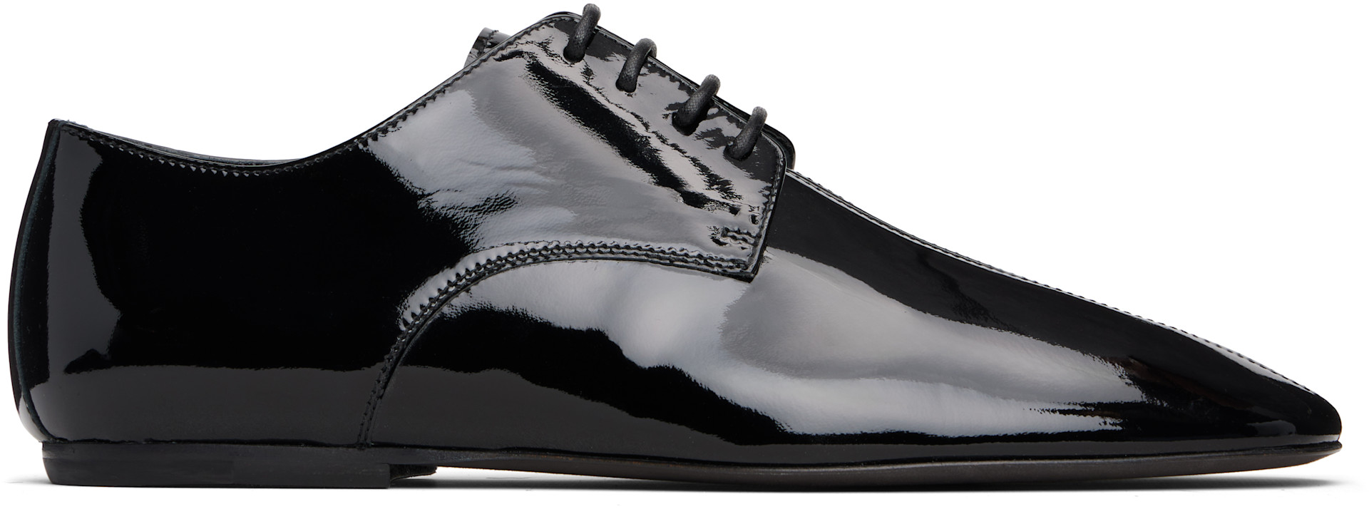 Dries Van Noten: Black Square Toe Derbys | SSENSE