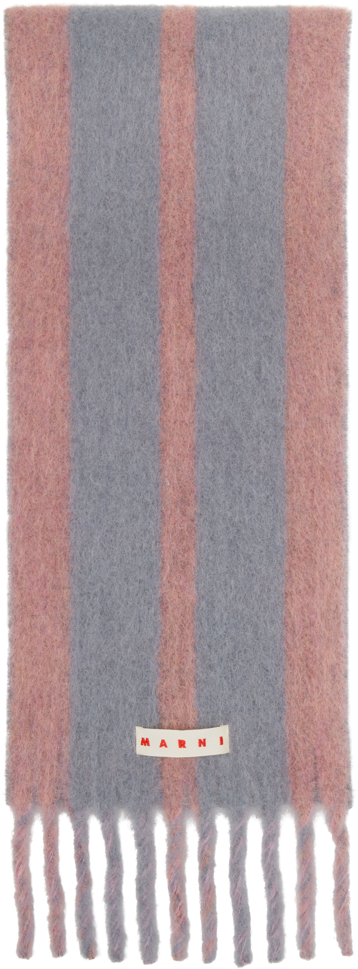 Marni: Pink & Gray Striped Alpaca Scarf | SSENSE