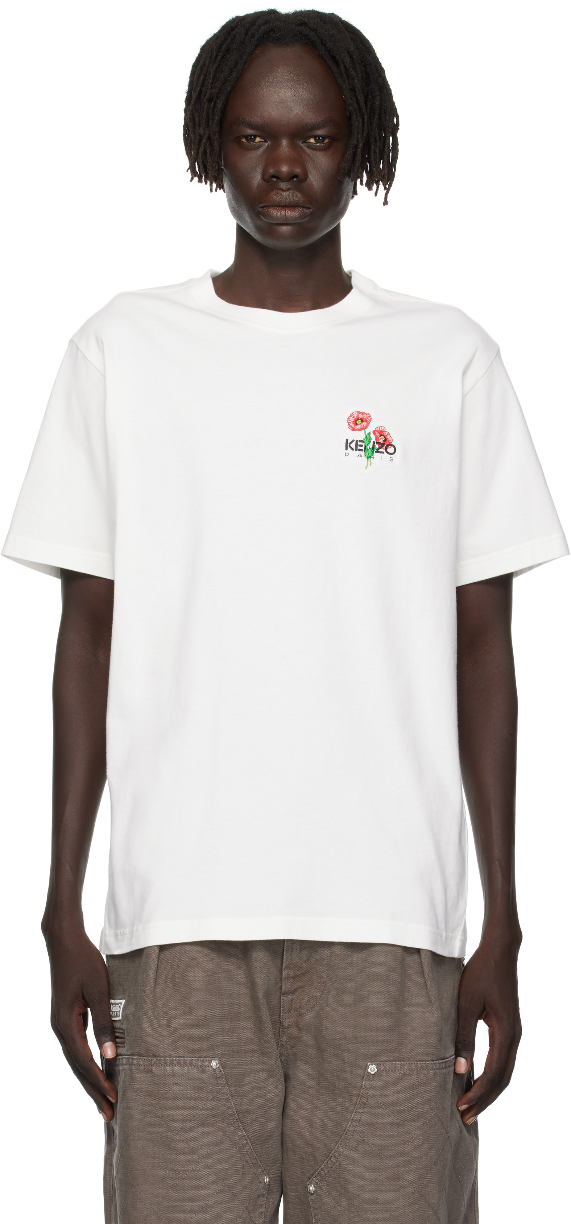 Kenzo: Off-White Kenzo Paris 'KENZO Archive Bouquet' Embroidered T