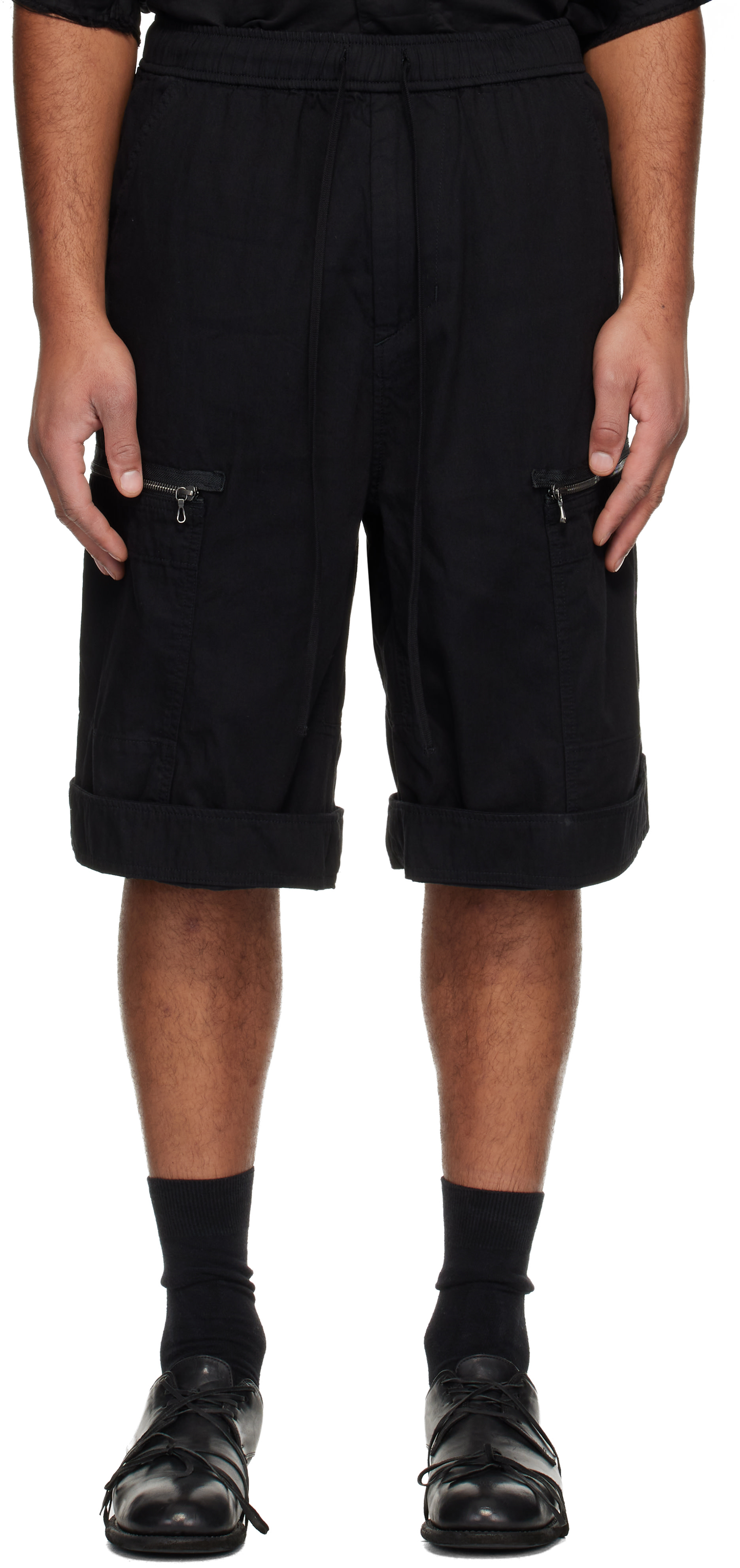 Julius: Black Rust Manifold Shorts | SSENSE Julius: Black Rust Manifold Shorts | SSENSE