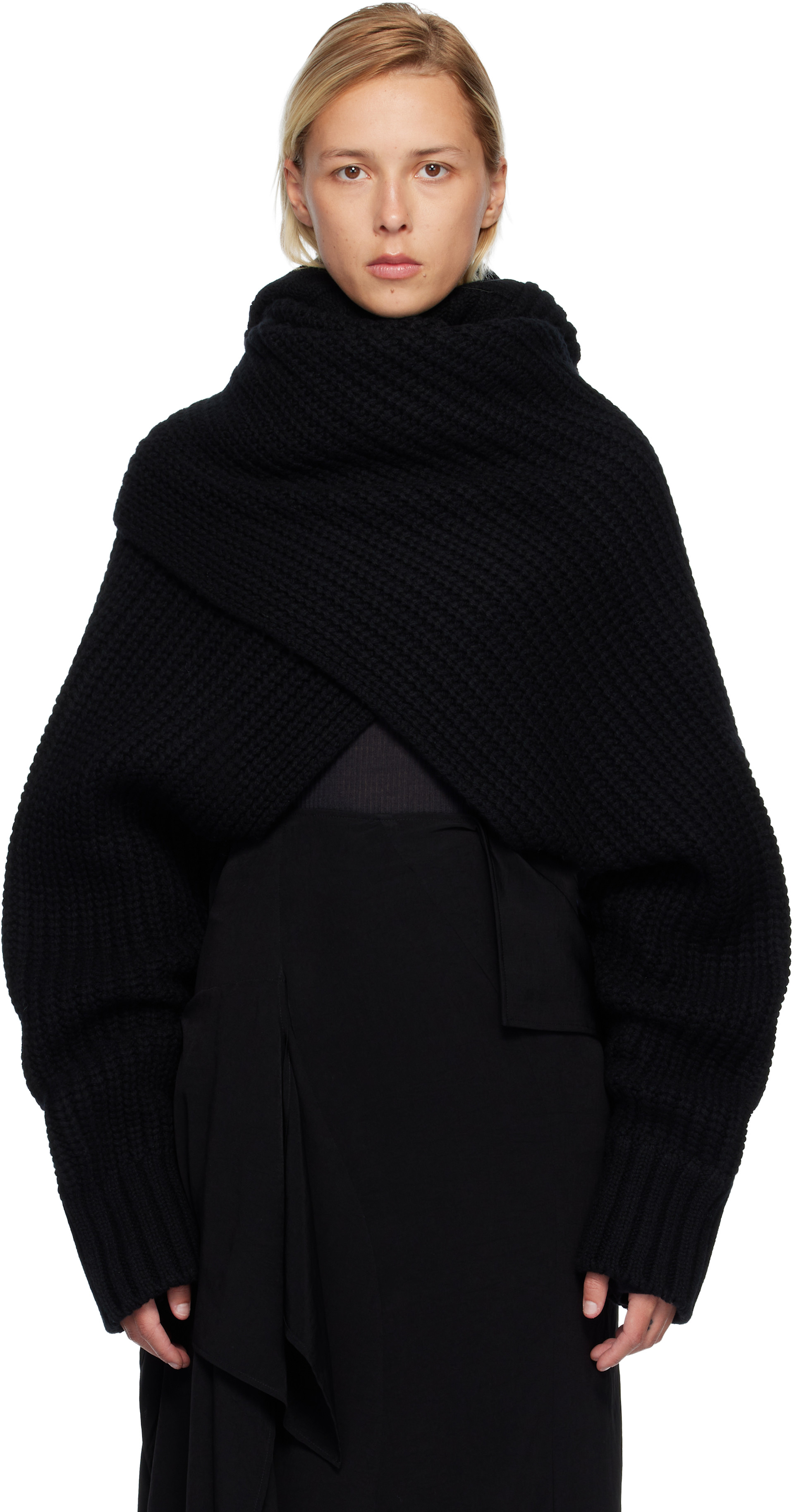 19AW サカイ sacai タートルネック ウールプルオーバー sacai: ブラック ウールニット プルオーバー タートルネック | SSENSE 日本