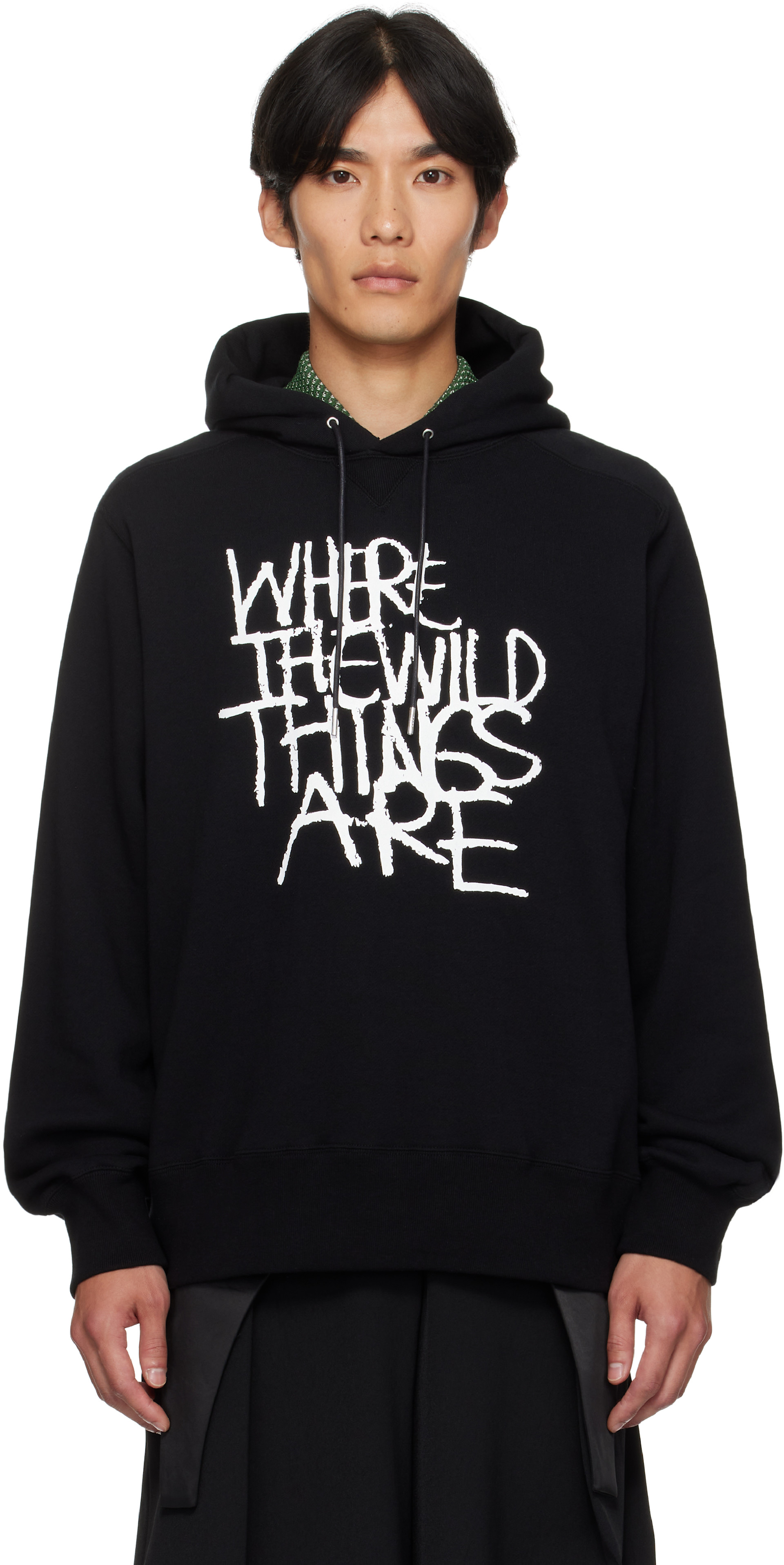 サカイ【sacai】KNOW FUTURE Hoodie Sacai Men's Know Future Hoodie in Black Sacai
