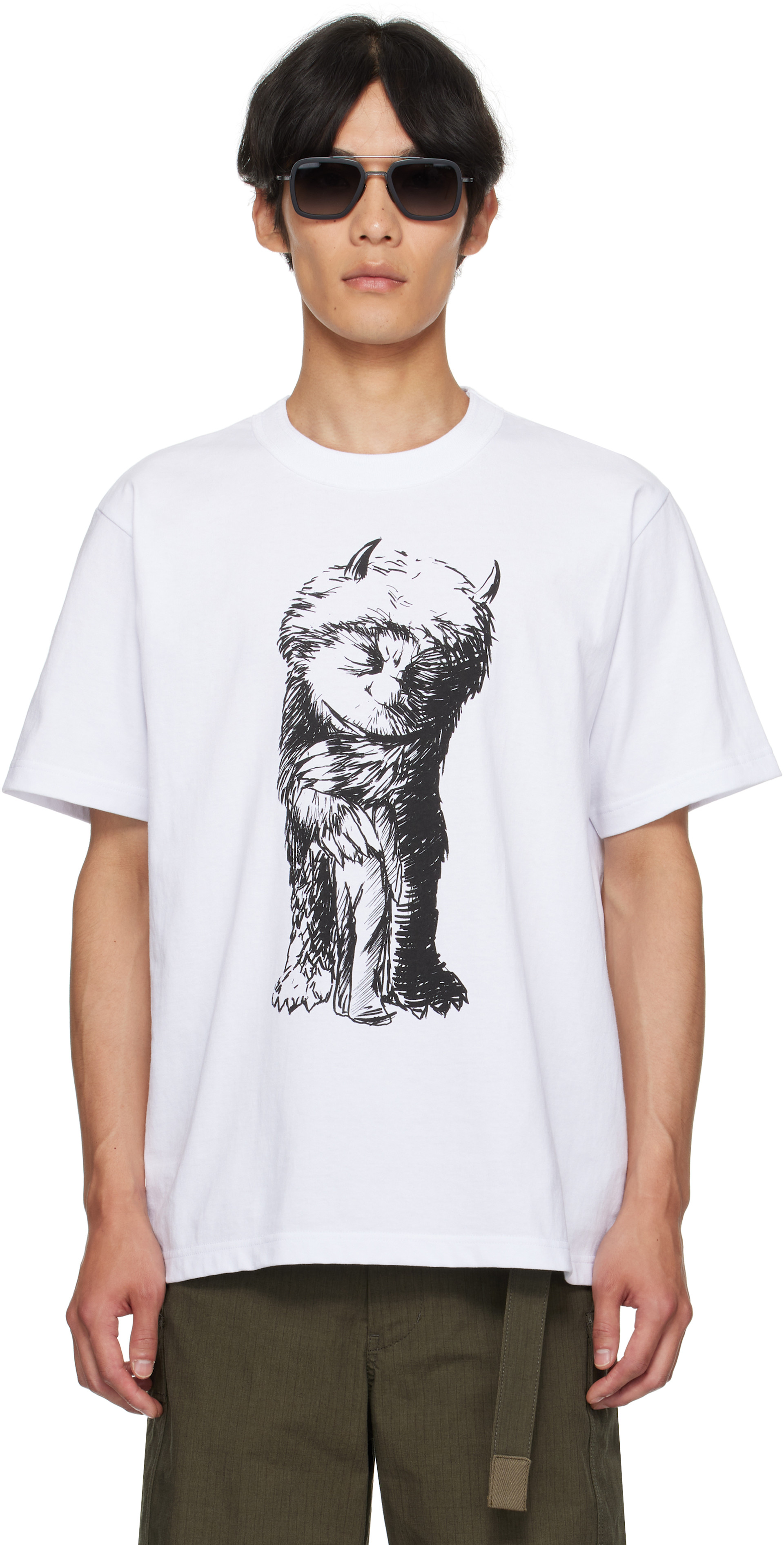 sacai: White 'Where The Wild Things Are' Cotton T-shirt | SSENSE