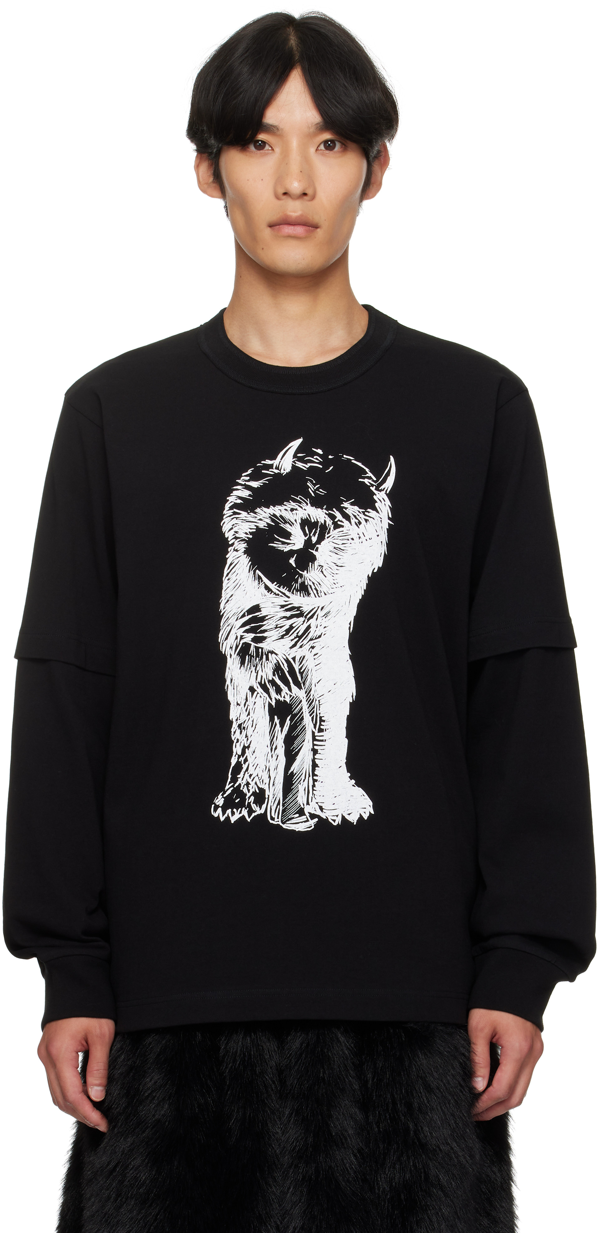 sacai: Black 'Where The Wild Things Are' Cotton T-shirt | SSENSE