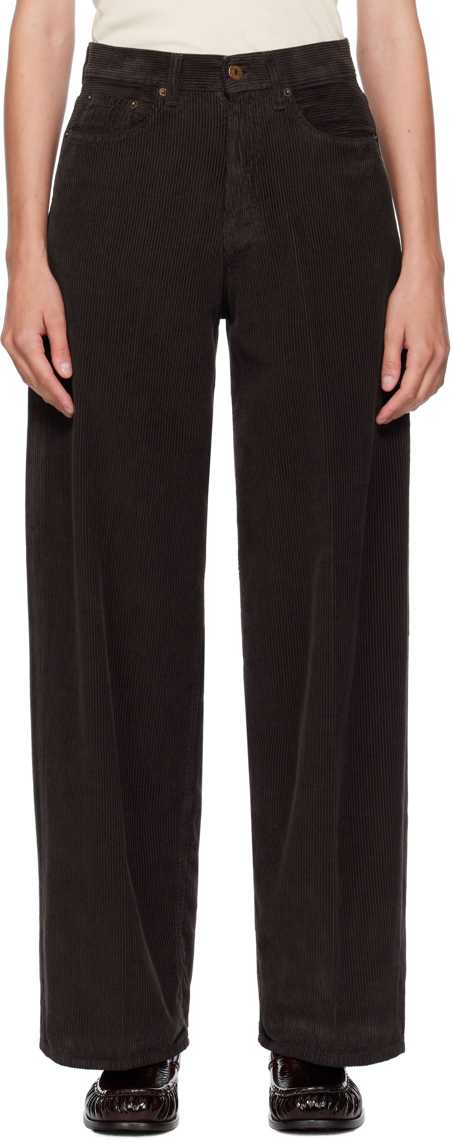 パンツ b.b 6397: Brown Loose Roomy Trousers | SSENSE