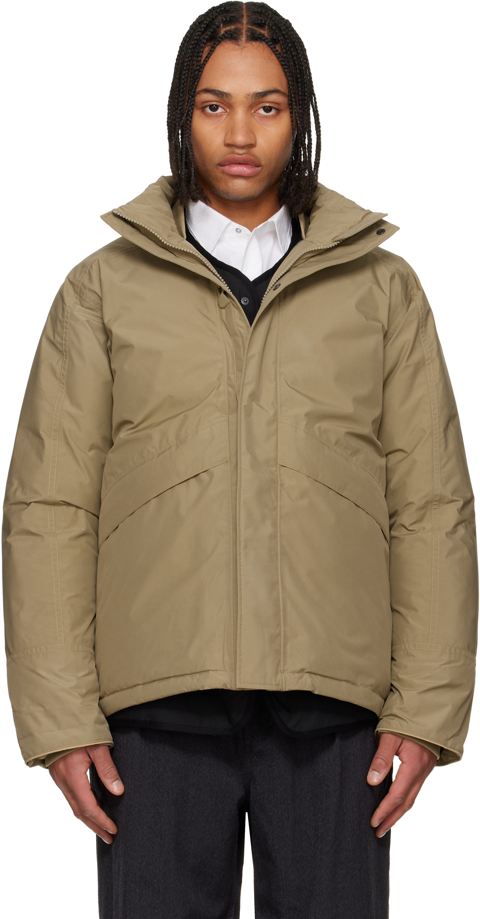 nanamica: Khaki GORE-TEX Short Down Jacket | SSENSE Canada