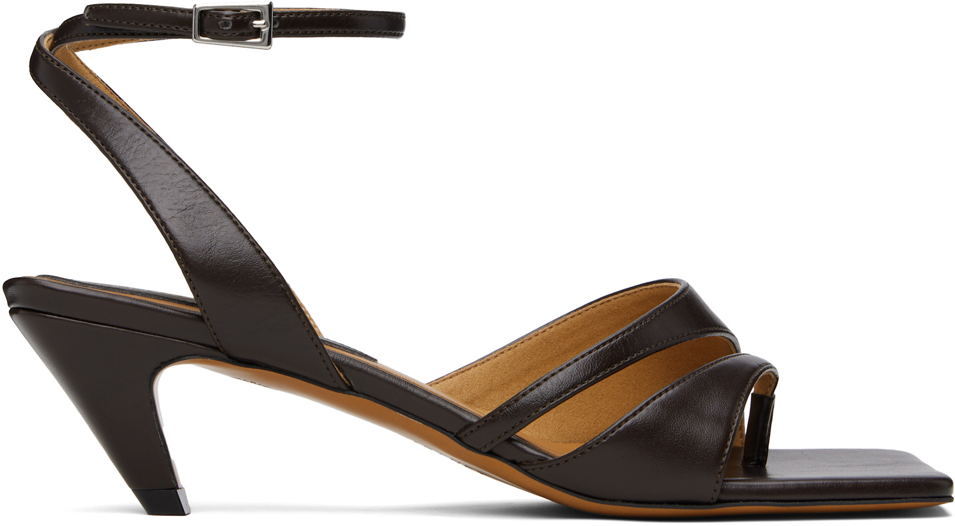 Stella McCartney: Brown Stella Spur Kitten Heeled Sandals | SSENSE