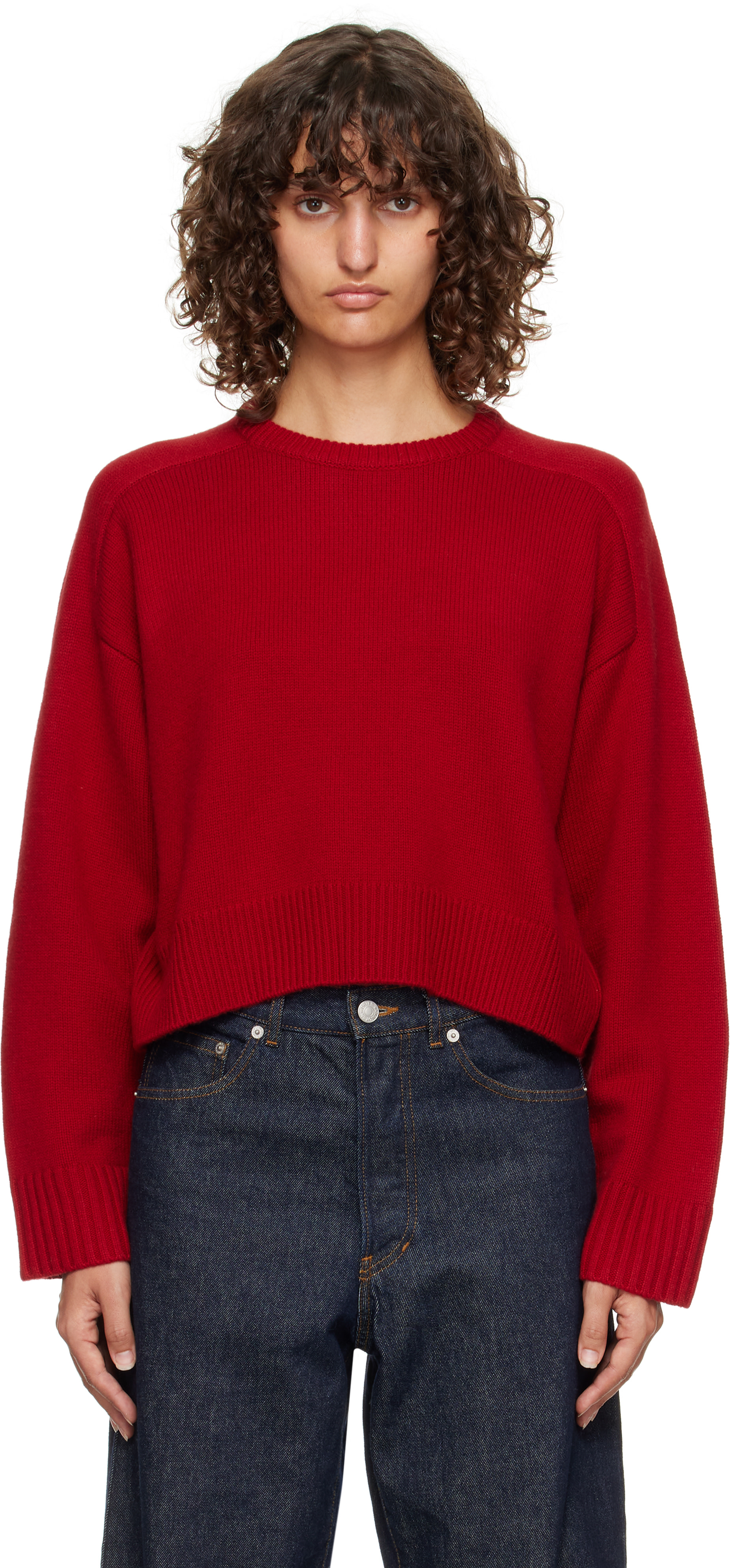 ULTERIOR ニットポロ Loulou de Saison: Red Bruzzi LDS Boxy Cashmere Sweater | SSENSE
