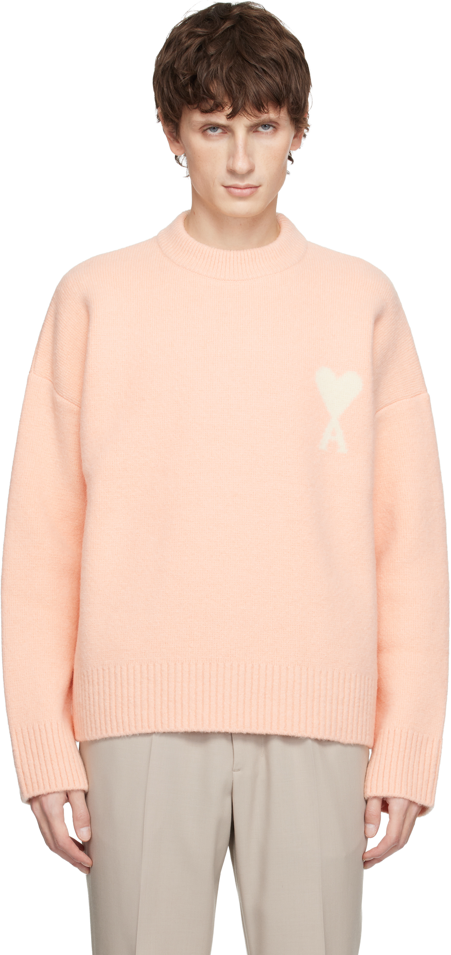 AMI PARIS ニット　ピンク 中古・古着通販】AMI PARIS (アミ パリス) ハートロゴニット/Heart