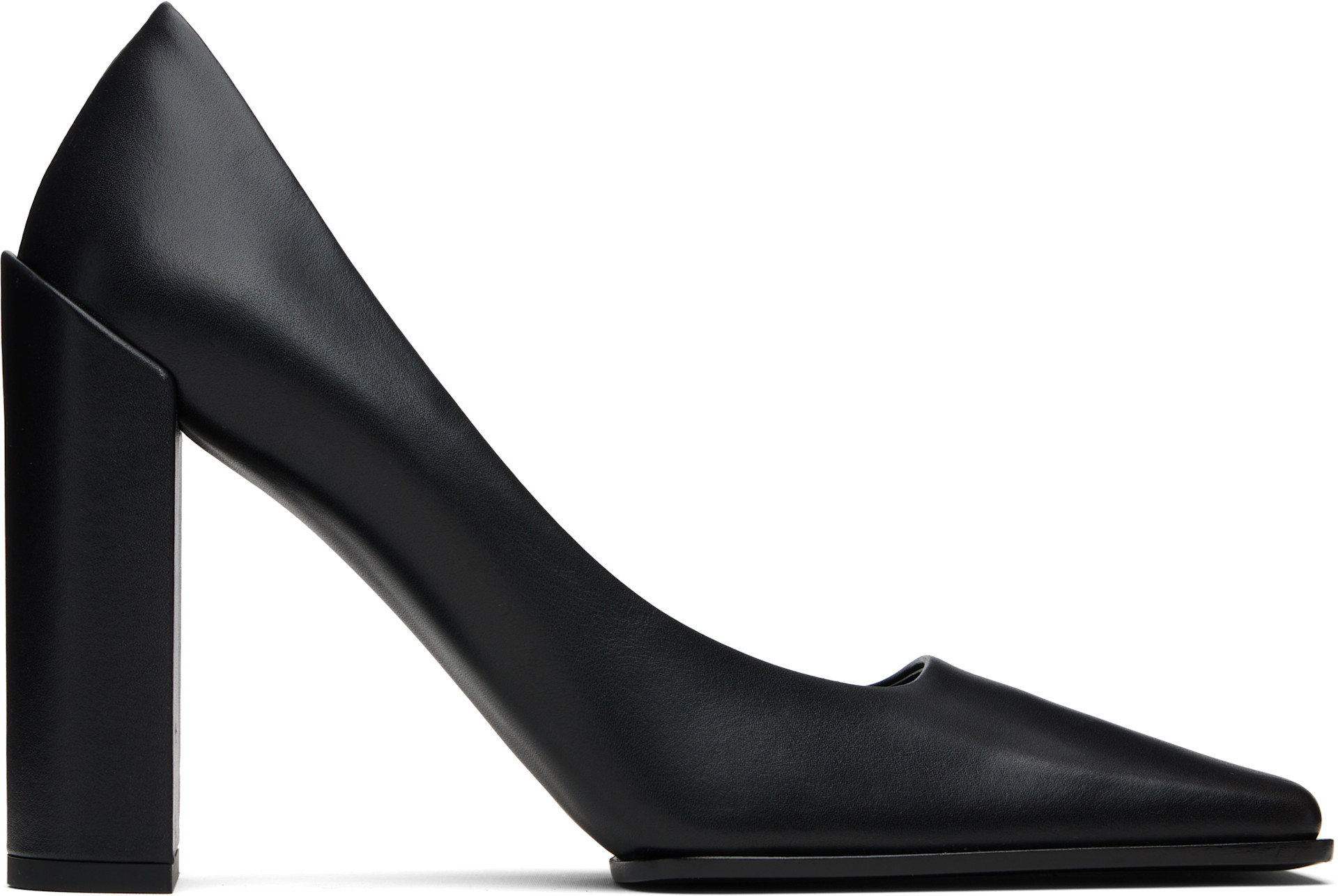 ALAÏA: Black Shiny Calf 90 Heels | SSENSE