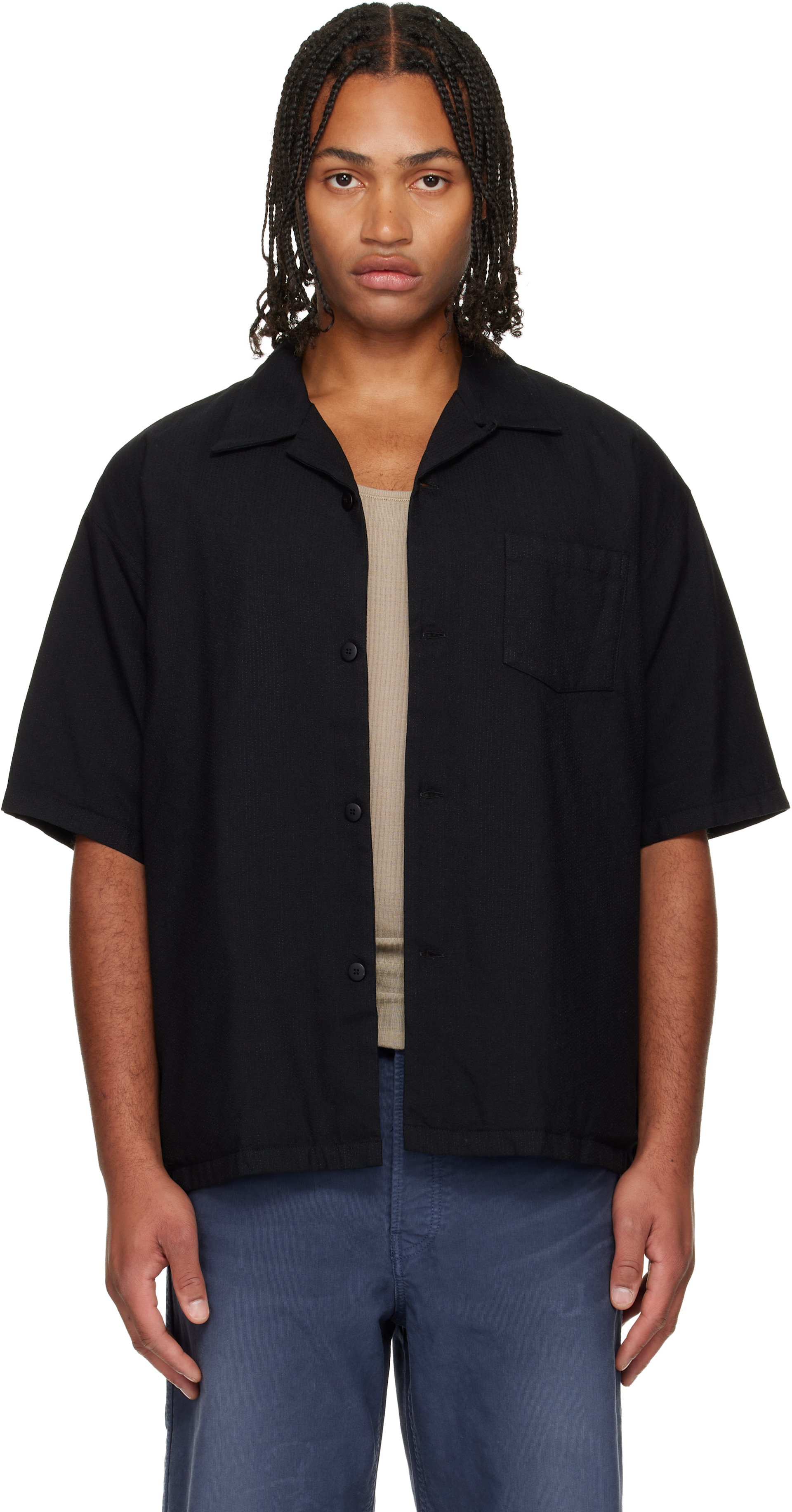 Black Wallis Short Sleeve Down Shirt by visvim on Sale