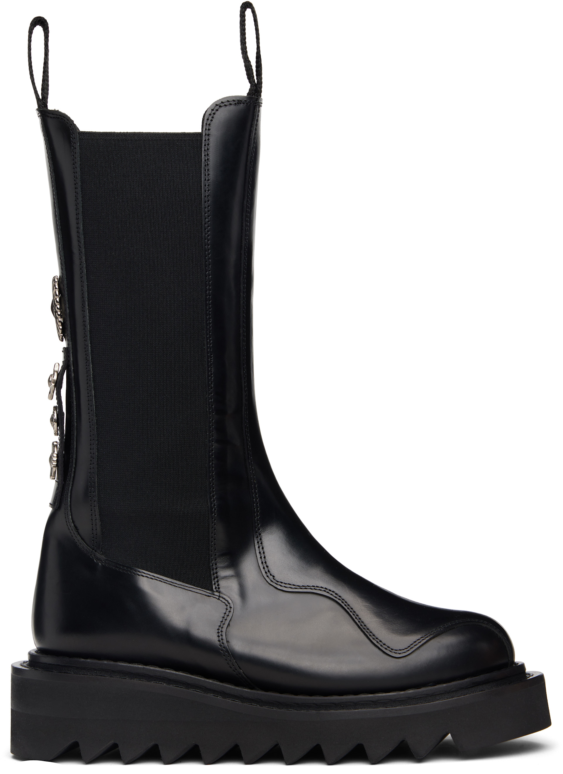 r*:様 TOGA PULLA ブラック サイドゴアブーツ 36.5 Toga Pulla: SSENSE Exclusive Black Mid Calf Leather Chelsea Boots