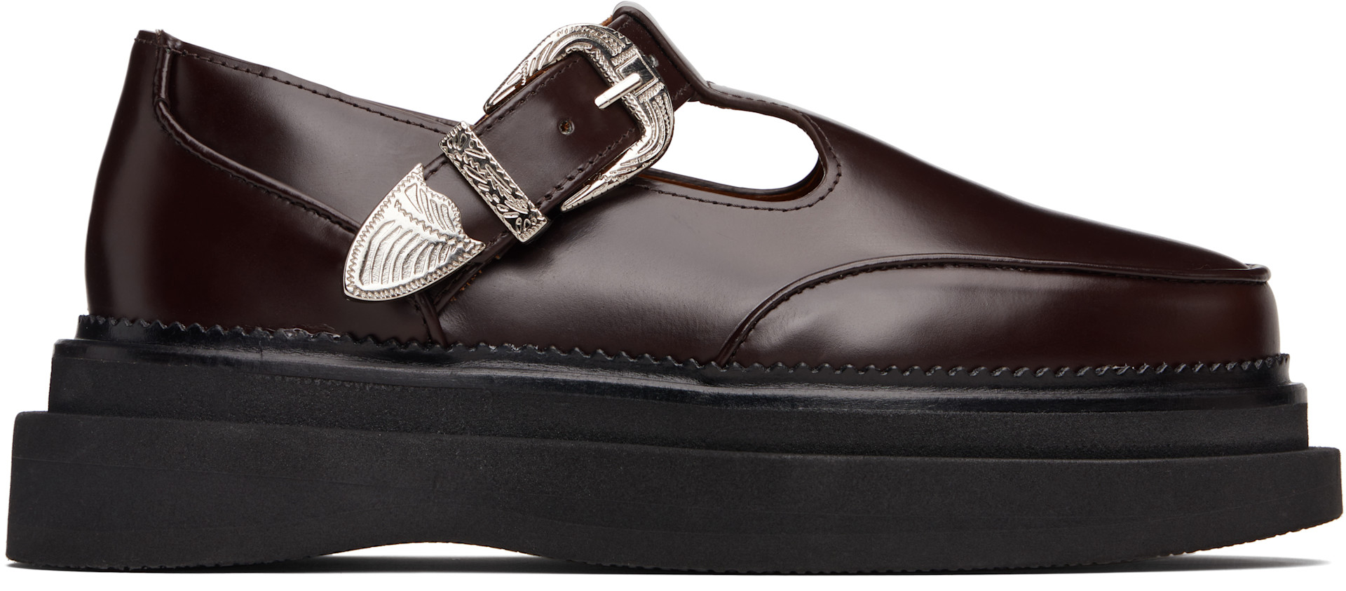 【TOGA PULLA x BEAUTY&YOUTH 】ローファー 39ブラウン Toga Pulla: SSENSE Exclusive Brown T-Bar Mary Jane Loafers | SSENSE