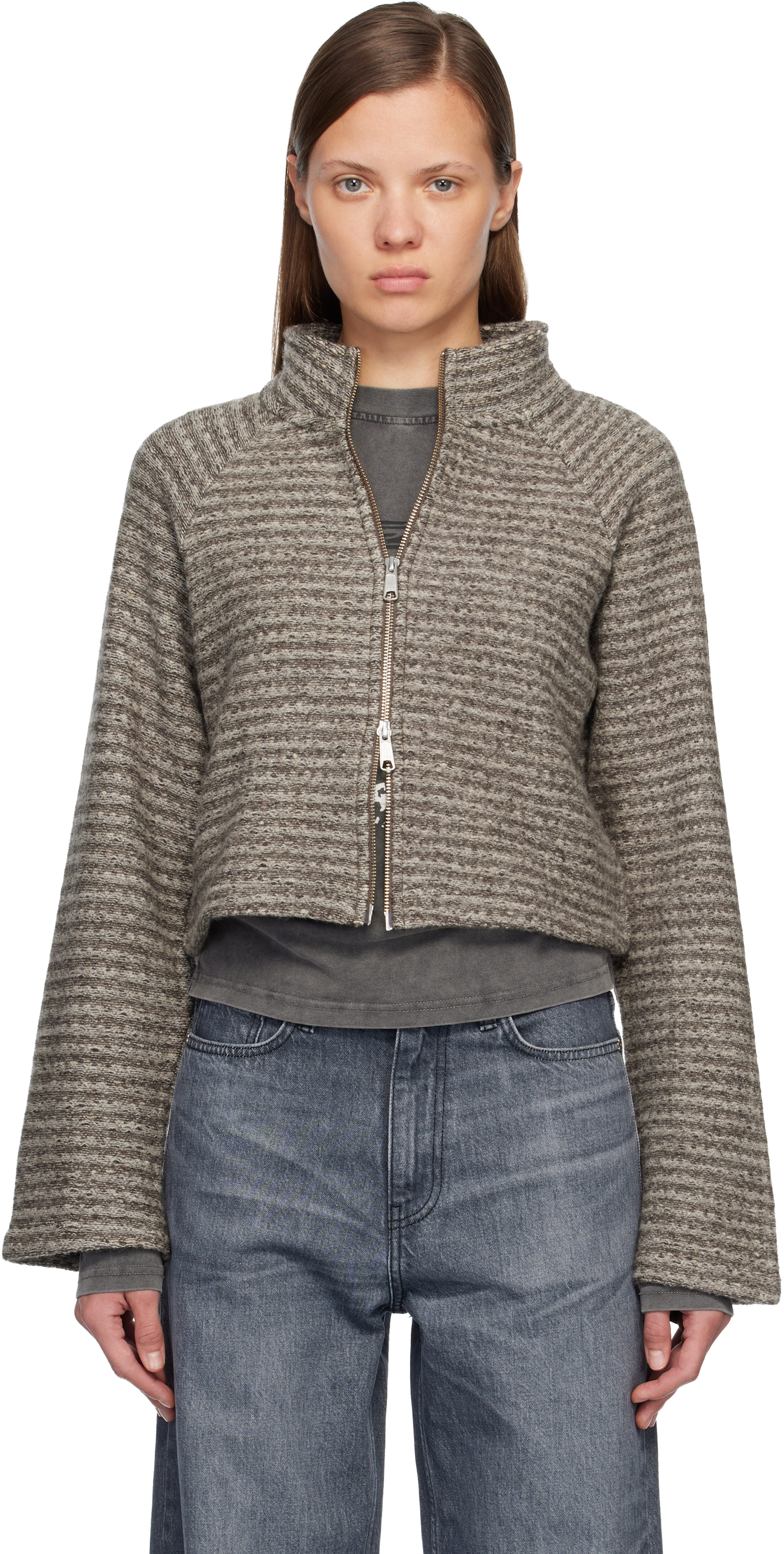 mfpen: Gray Cropped Leisure Zip Up Jacket | SSENSE
