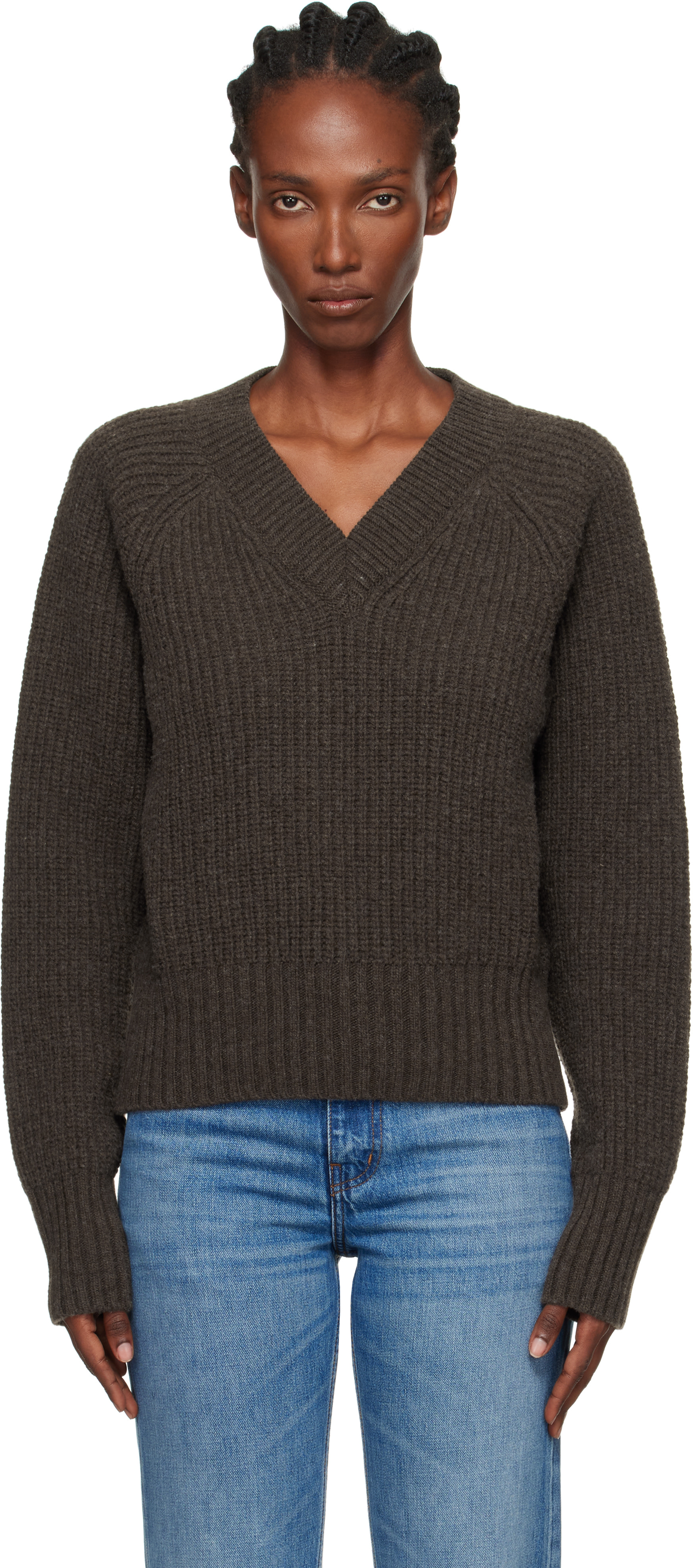 トップス mfpen knit mfpen: Brown Plaza V-Neck Sweater | SSENSE