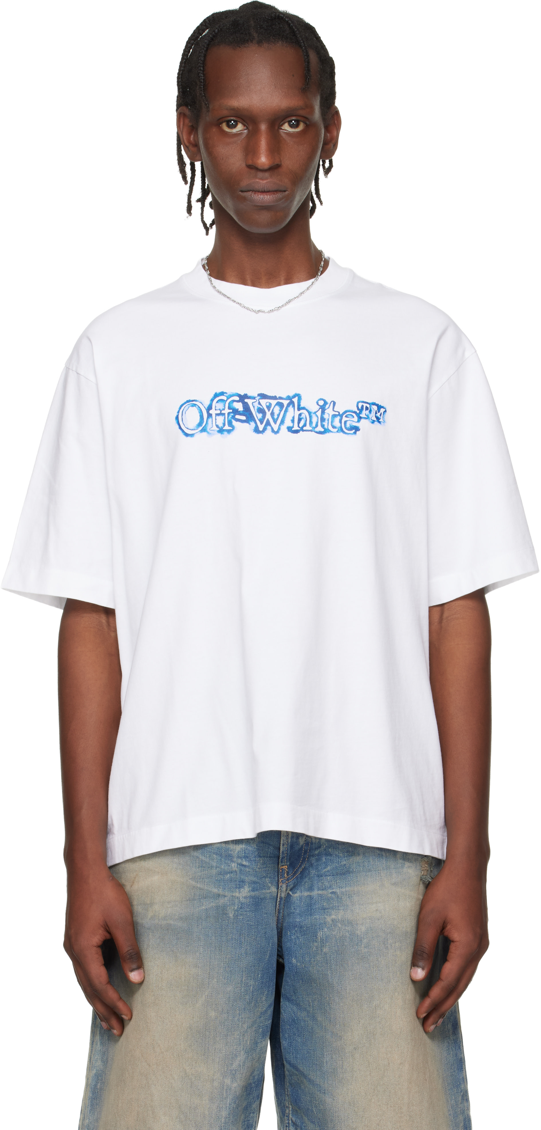 Off-White: ホワイト Cloudy Arrow Skate ロゴ Tシャツ | SSENSE 日本