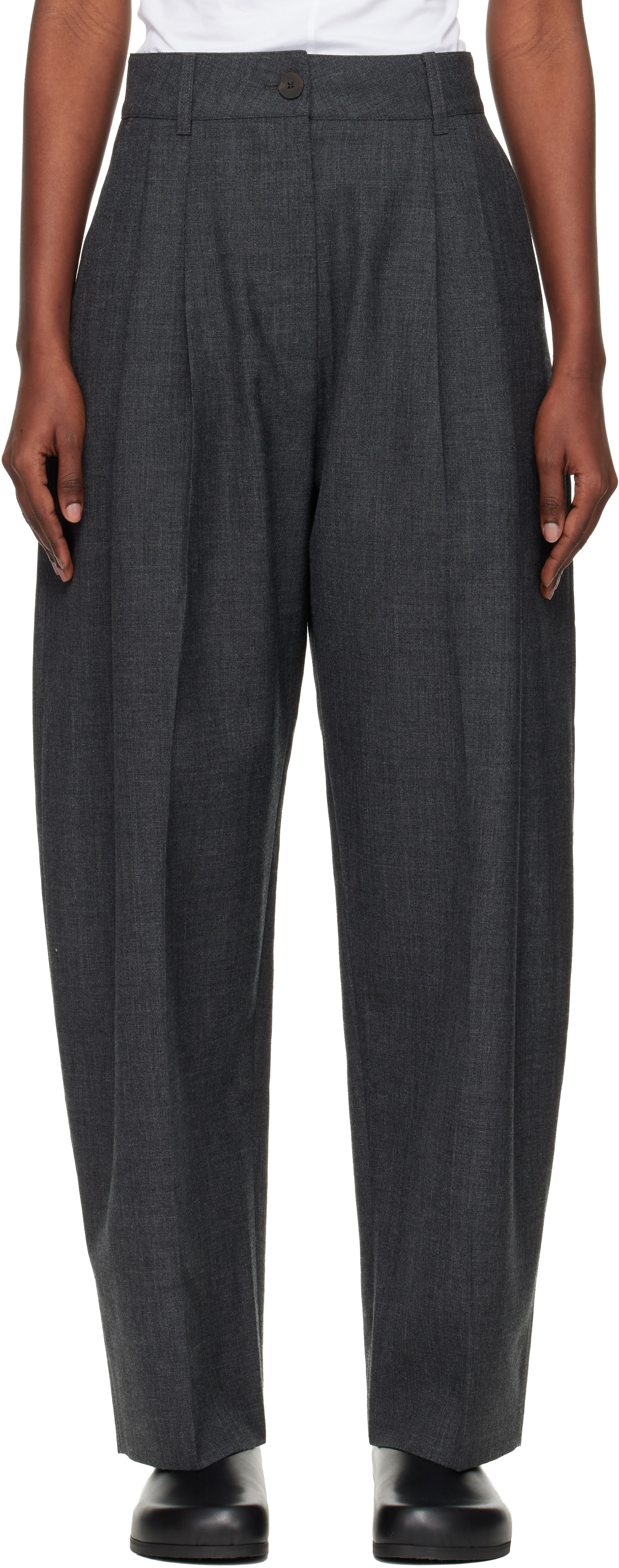 Studio Nicholson: Gray Acuna Heritage Wool Trousers | SSENSE