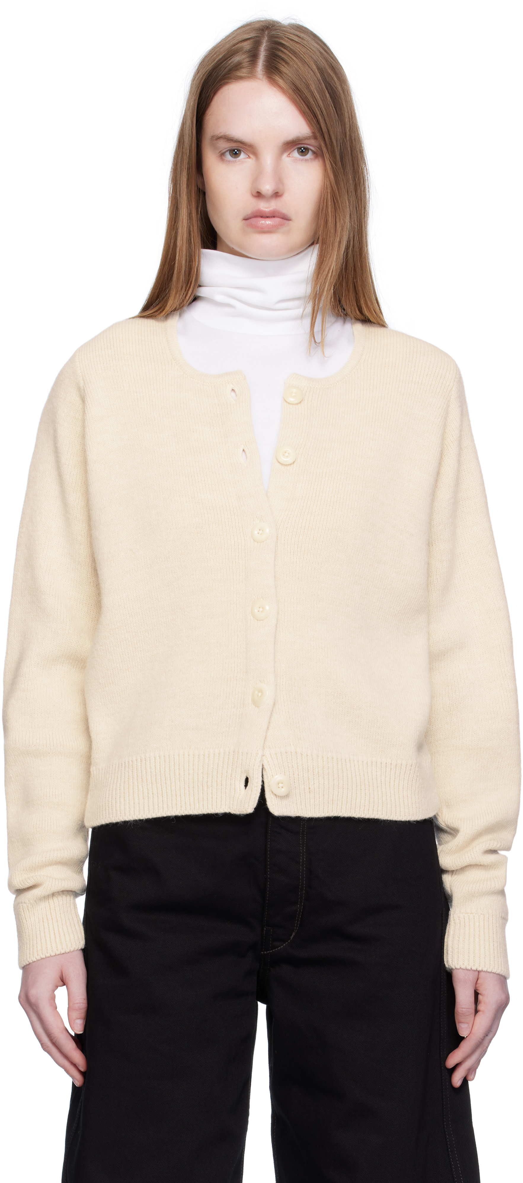 LEMAIRE: Off-White Alpaca Cardigan | SSENSE