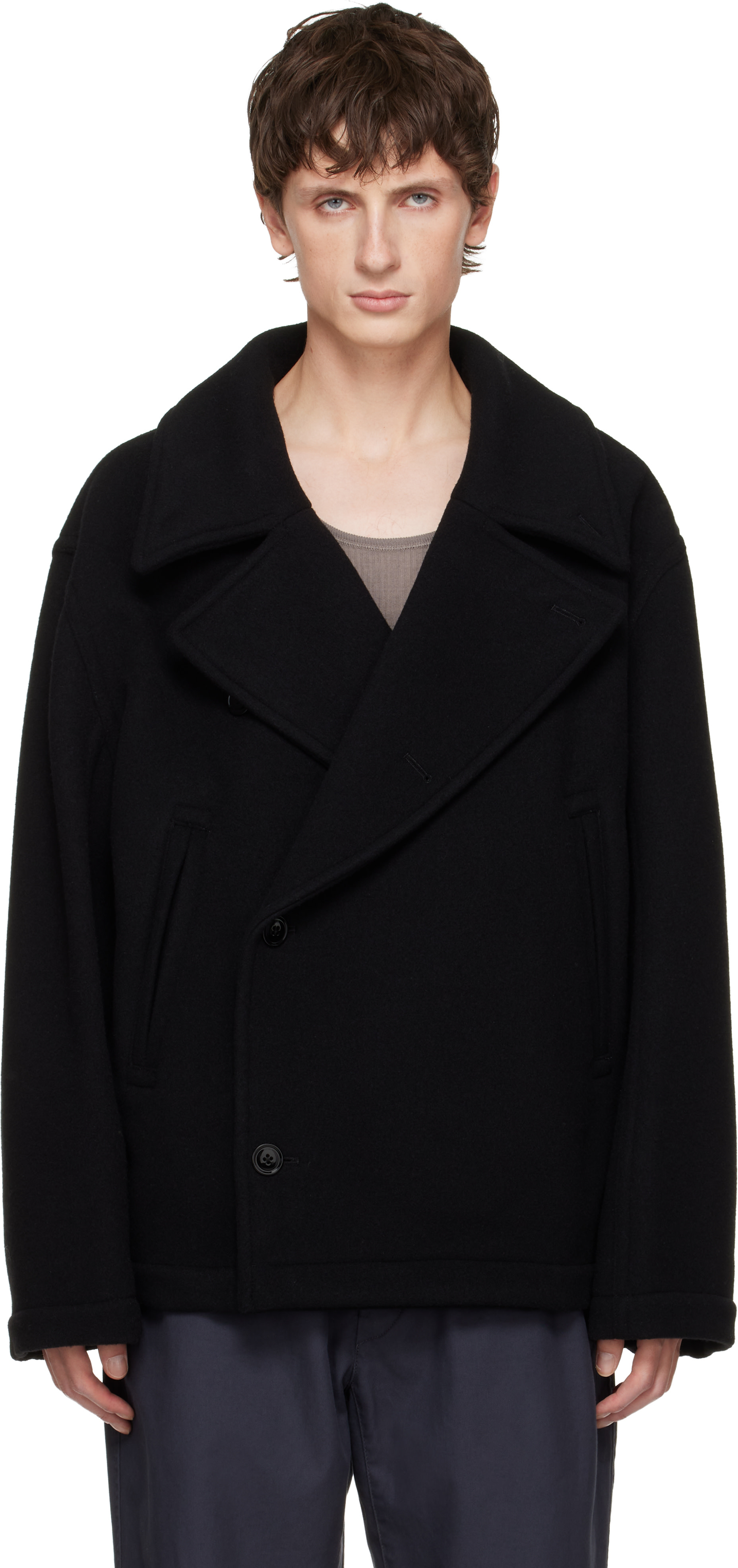 LEMAIRE: Black Boxy Coat | SSENSE