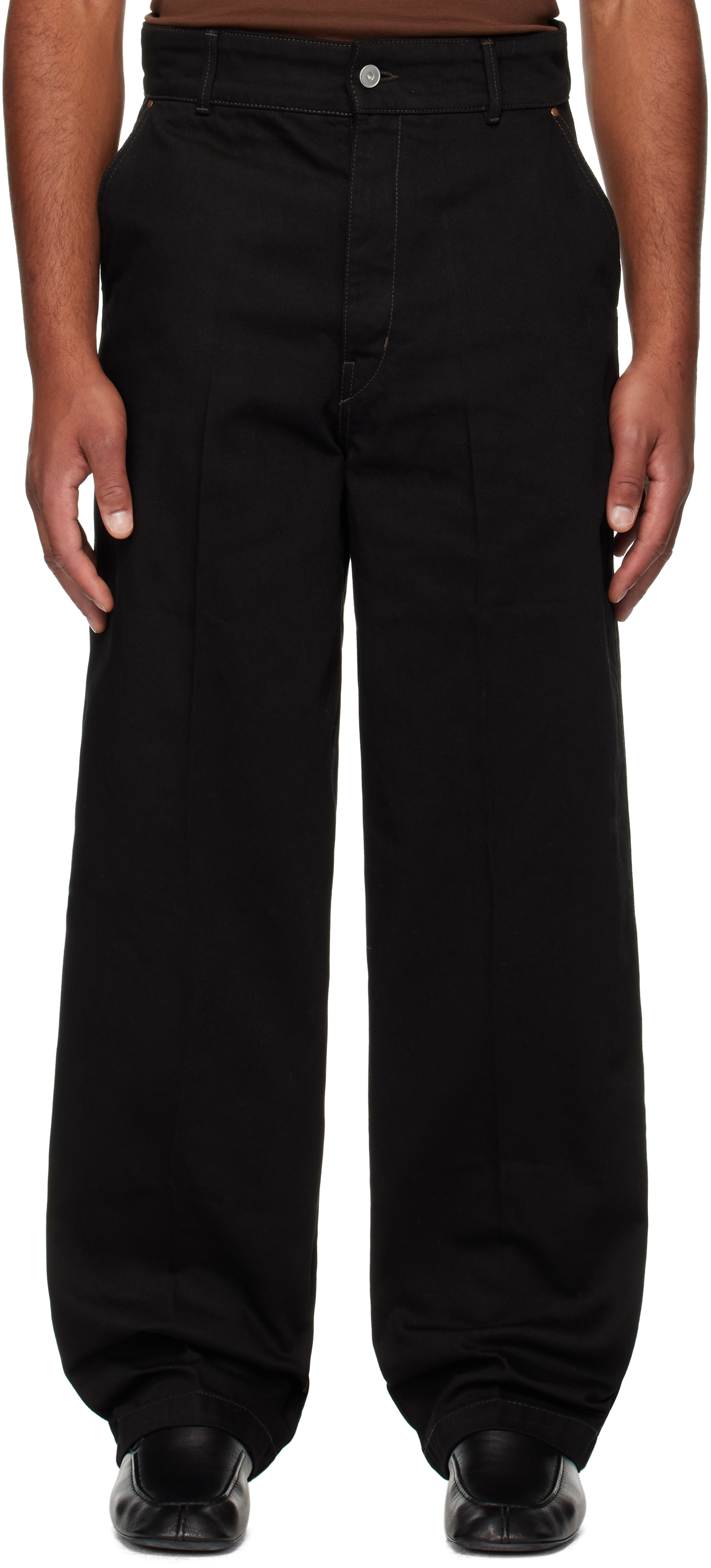 LEMAIRE: Black Maxi Barrel Workwear Jeans | SSENSE