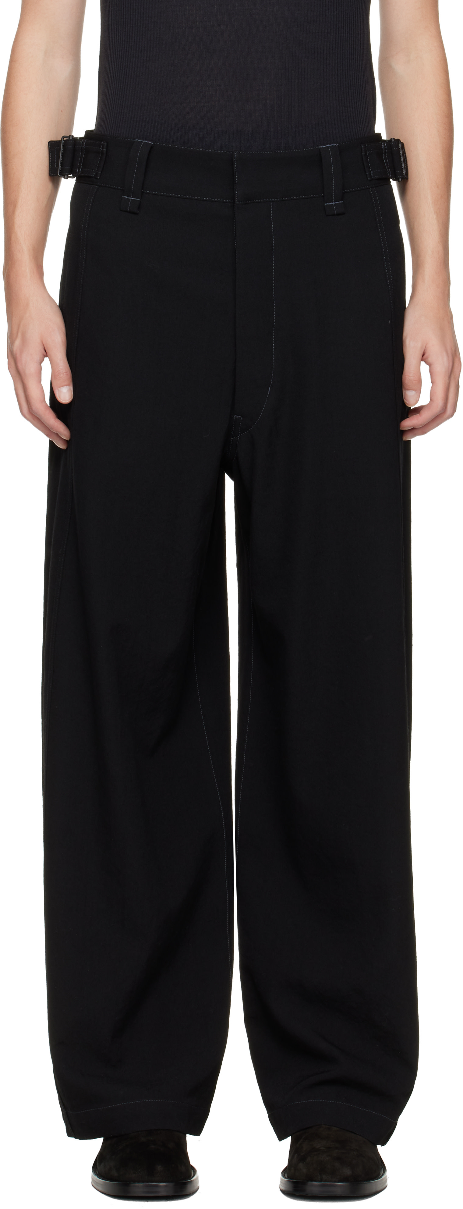 LEMAIRE: Black Maxi Utility Trousers | SSENSE