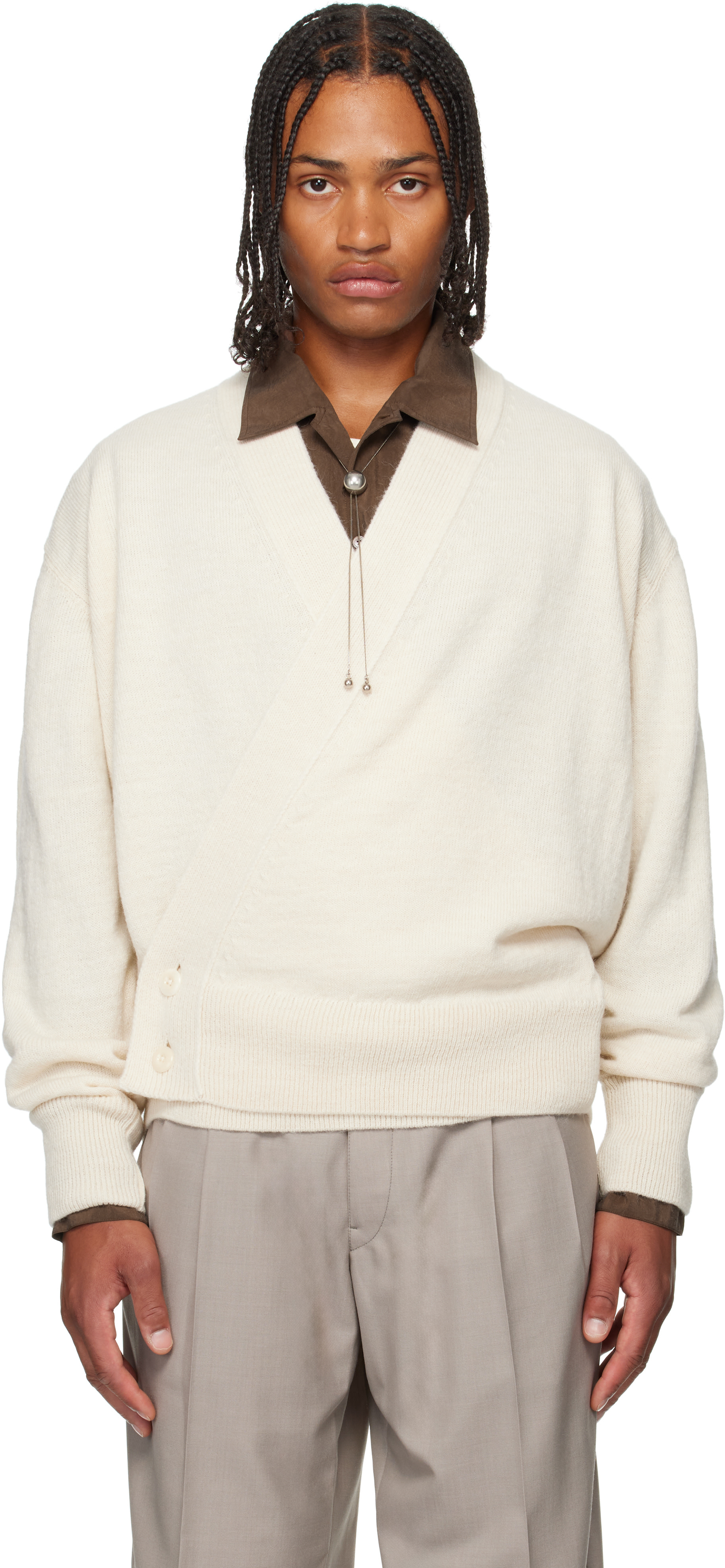 LEMAIRE ルメール Second Skin Sweater ニットセーター  ベージュ XS LEMAIRE - LEMAIRE ルメール ニット・セーター S ベージュ 【古着