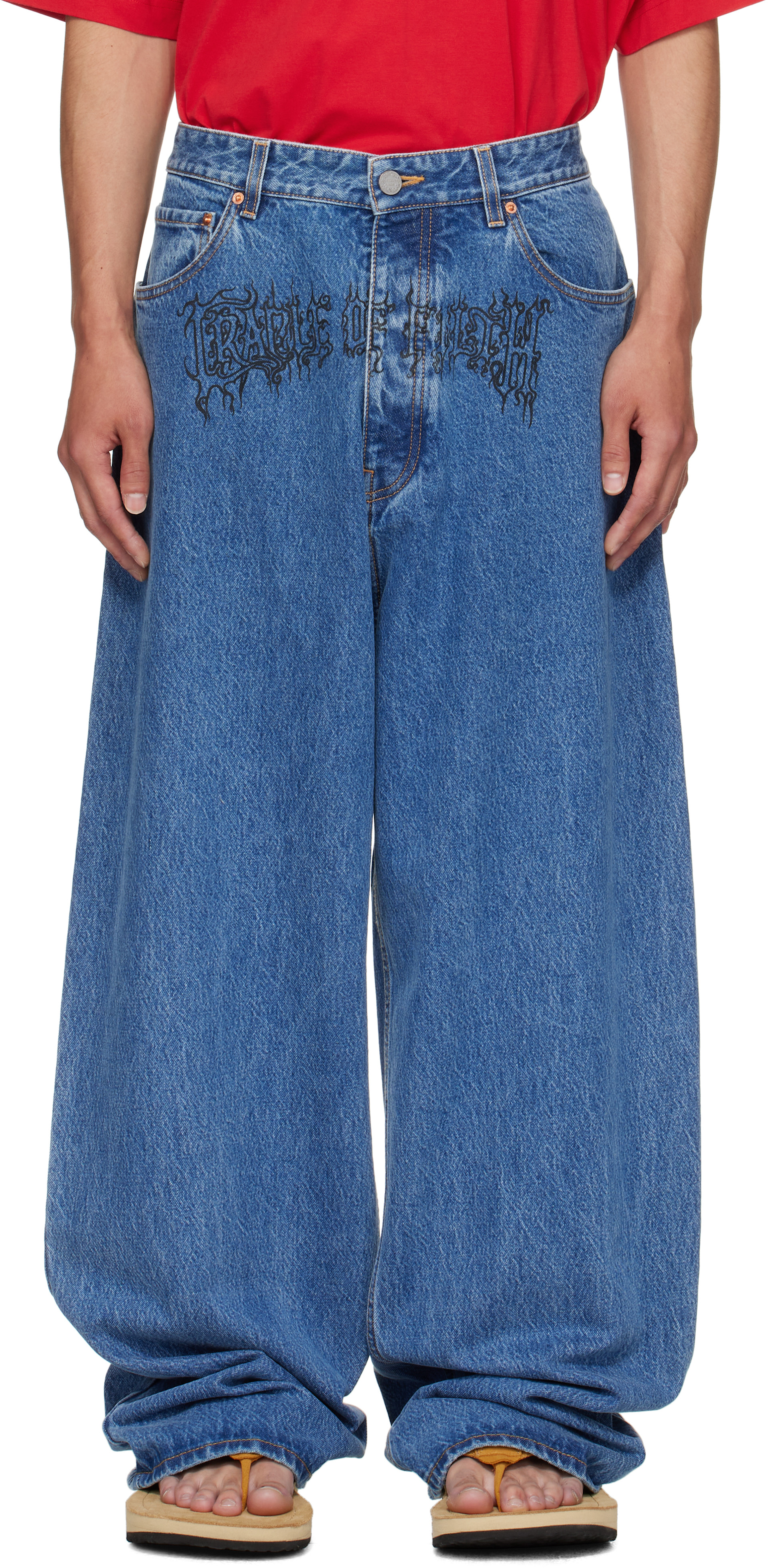 VETEMENTS: Blue Cradle of Filth Baggy Jeans | SSENSE