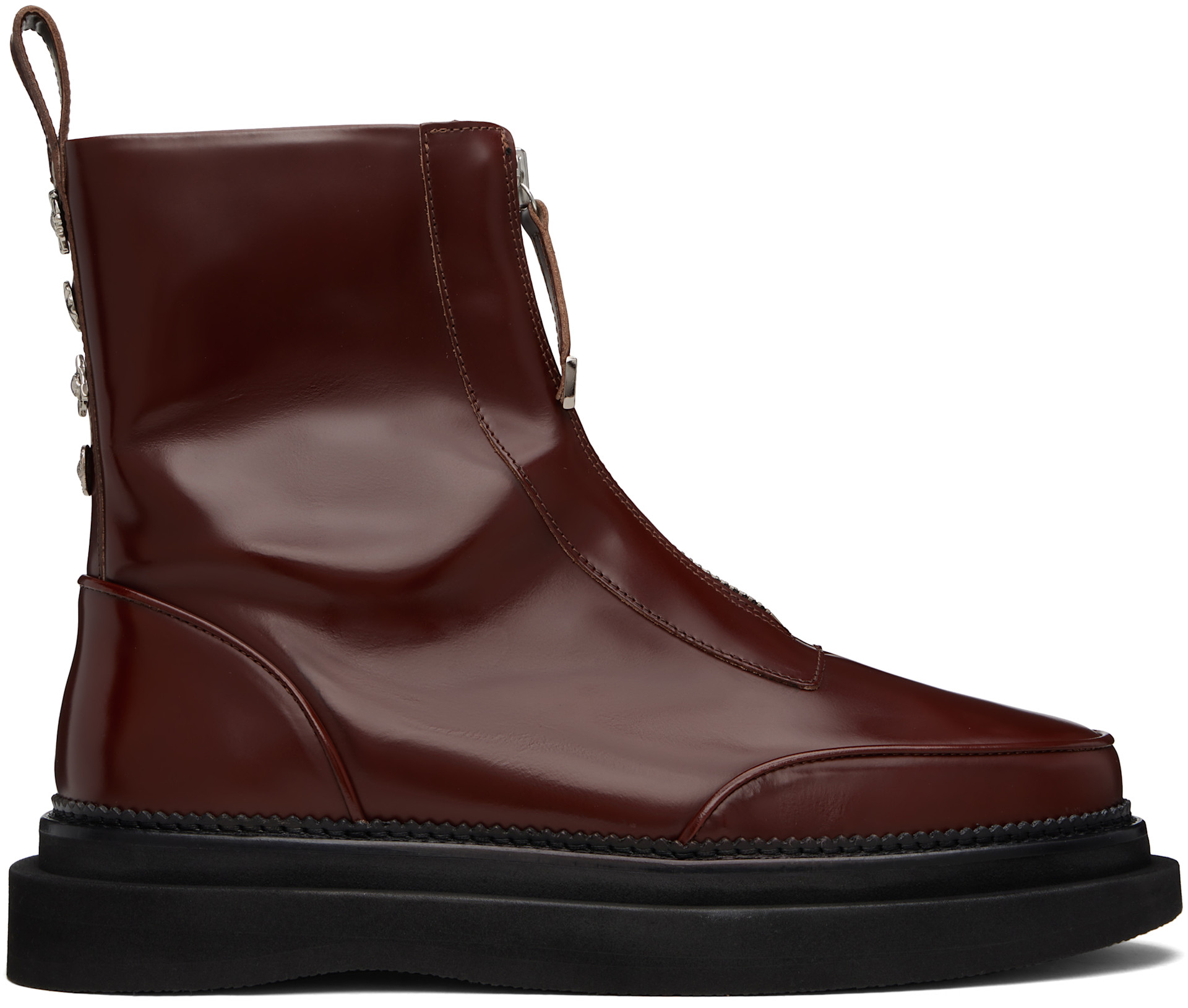 Toga Virilis: Brown Leather AJ1430 Zip-Up Boots | SSENSE
