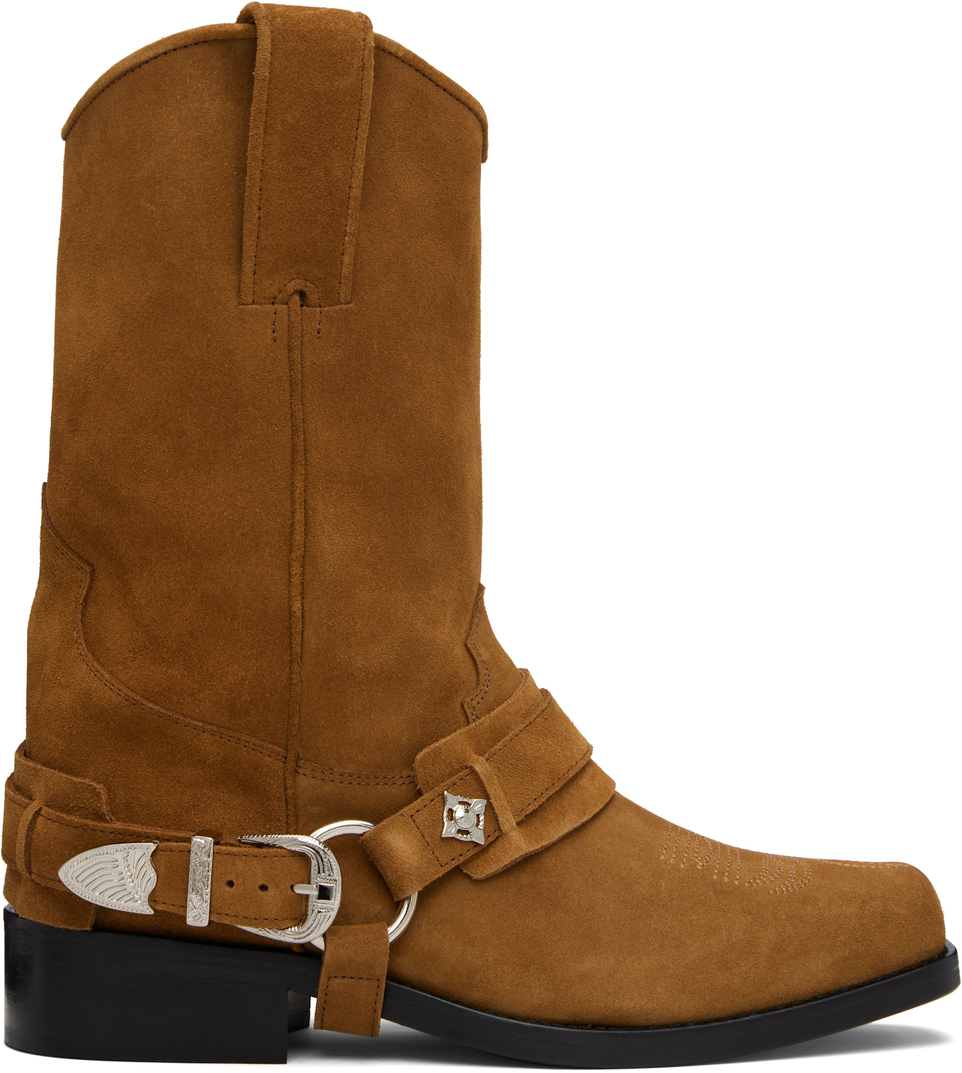 靴 Toga virilis Navy Suede Boots Toga Virilis: SSENSE Exclusive Brown Suede Boots | SSENSE