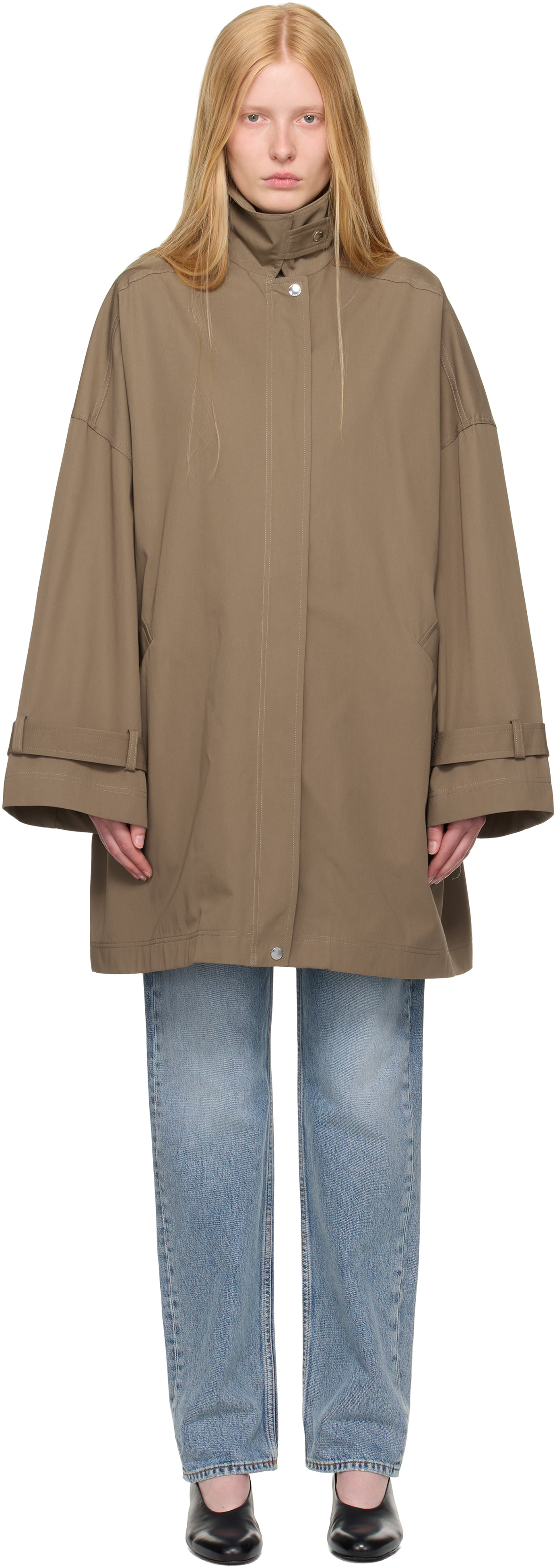 TOTEME: Taupe Oversized Trench Coat | SSENSE Canada