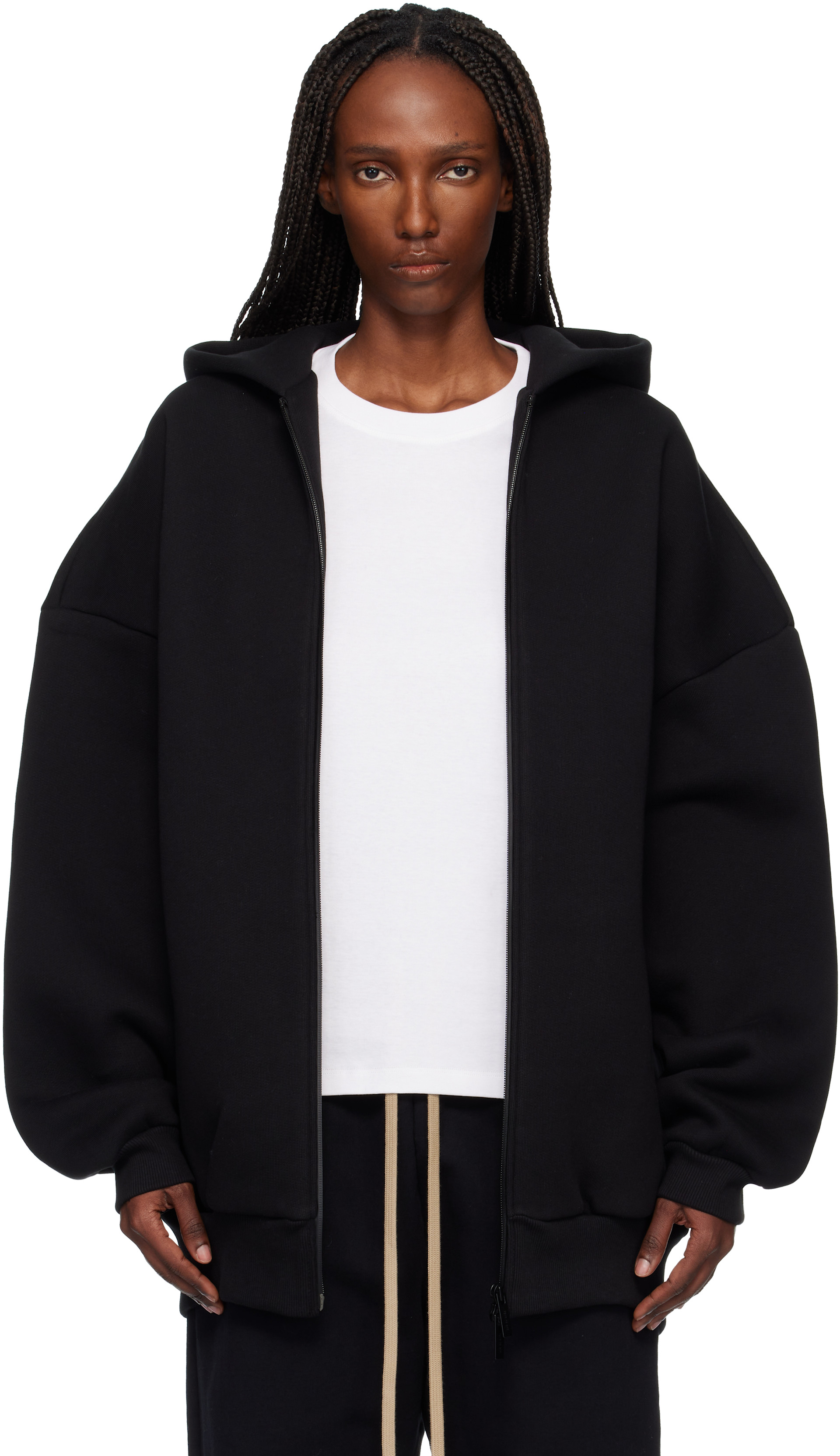 Fear of God: Black Athletics Zip Up Hoodie | SSENSE