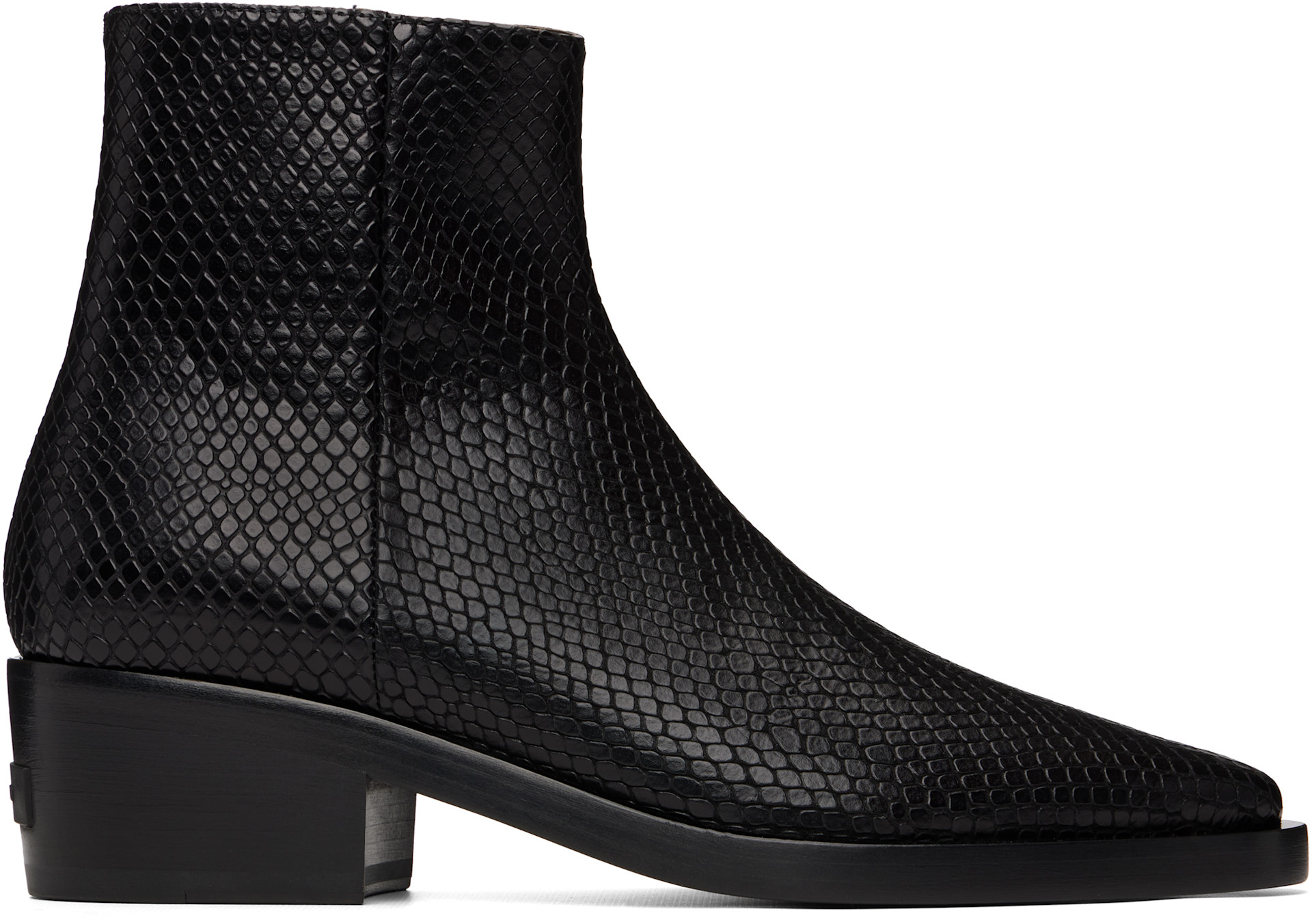 Fear of God: Black Snakeskin-Embossed Santa Fe Boot | SSENSE