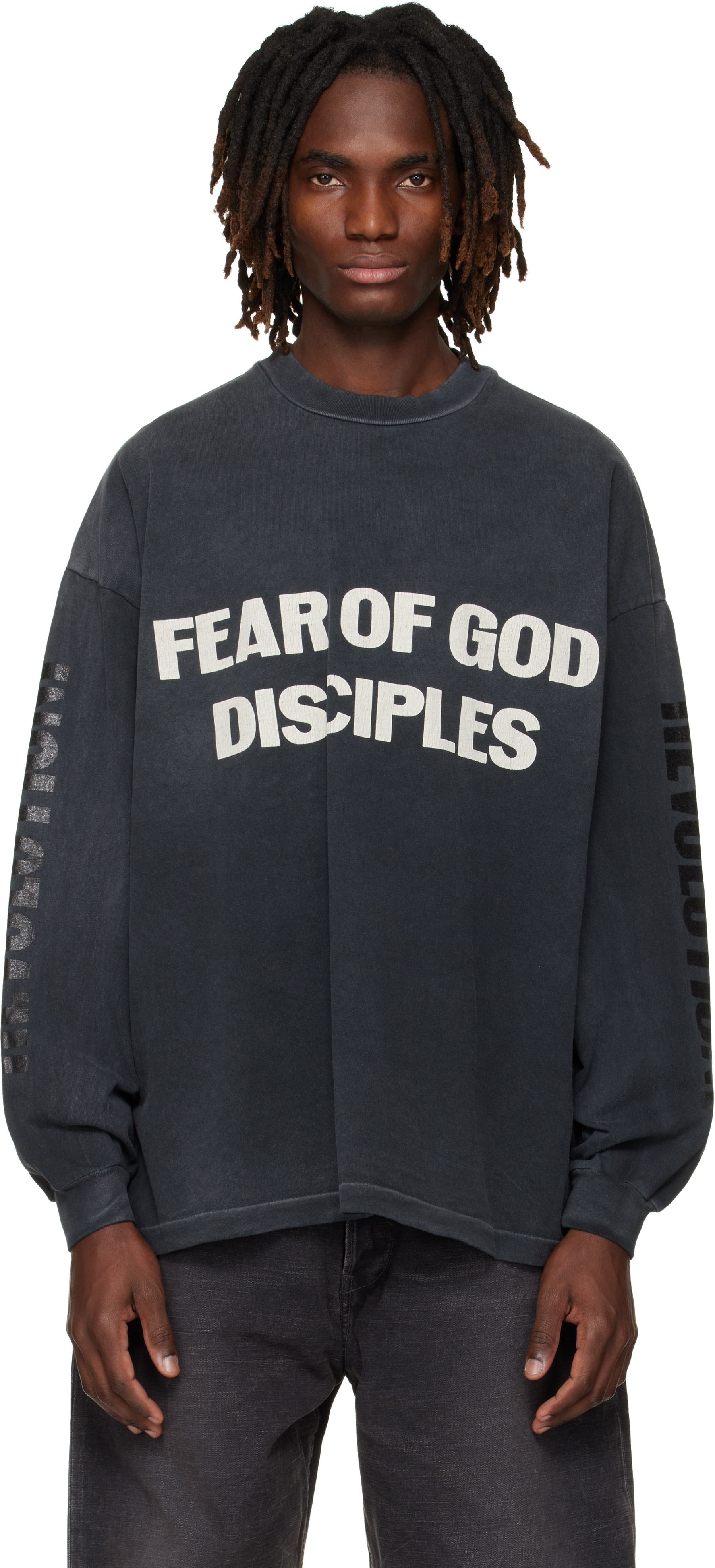 Fear of God: Black Relaxed 'Disciple' T-shirt | SSENSE Italy
