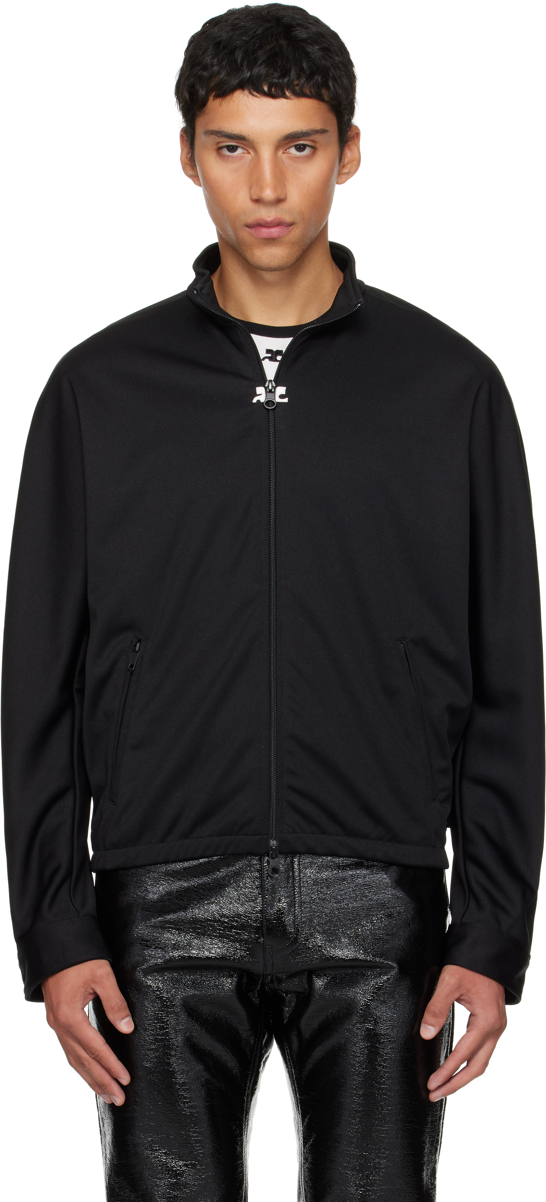 Courrèges: Black Interlock Tracksuit Jacket | SSENSE