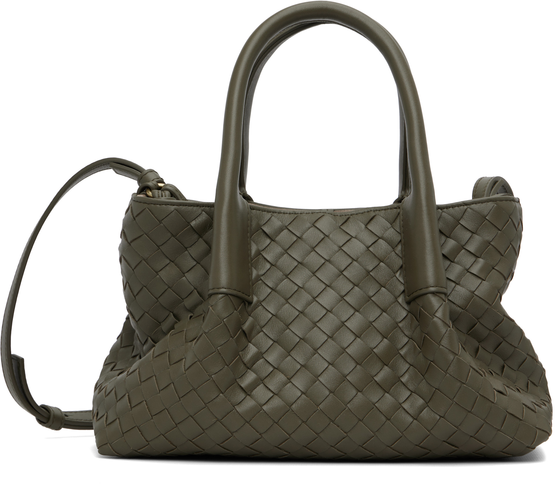 バッグ BOTTEGA VENETA Bottega Veneta: Khaki Small Pinacoteca Bag | SSENSE