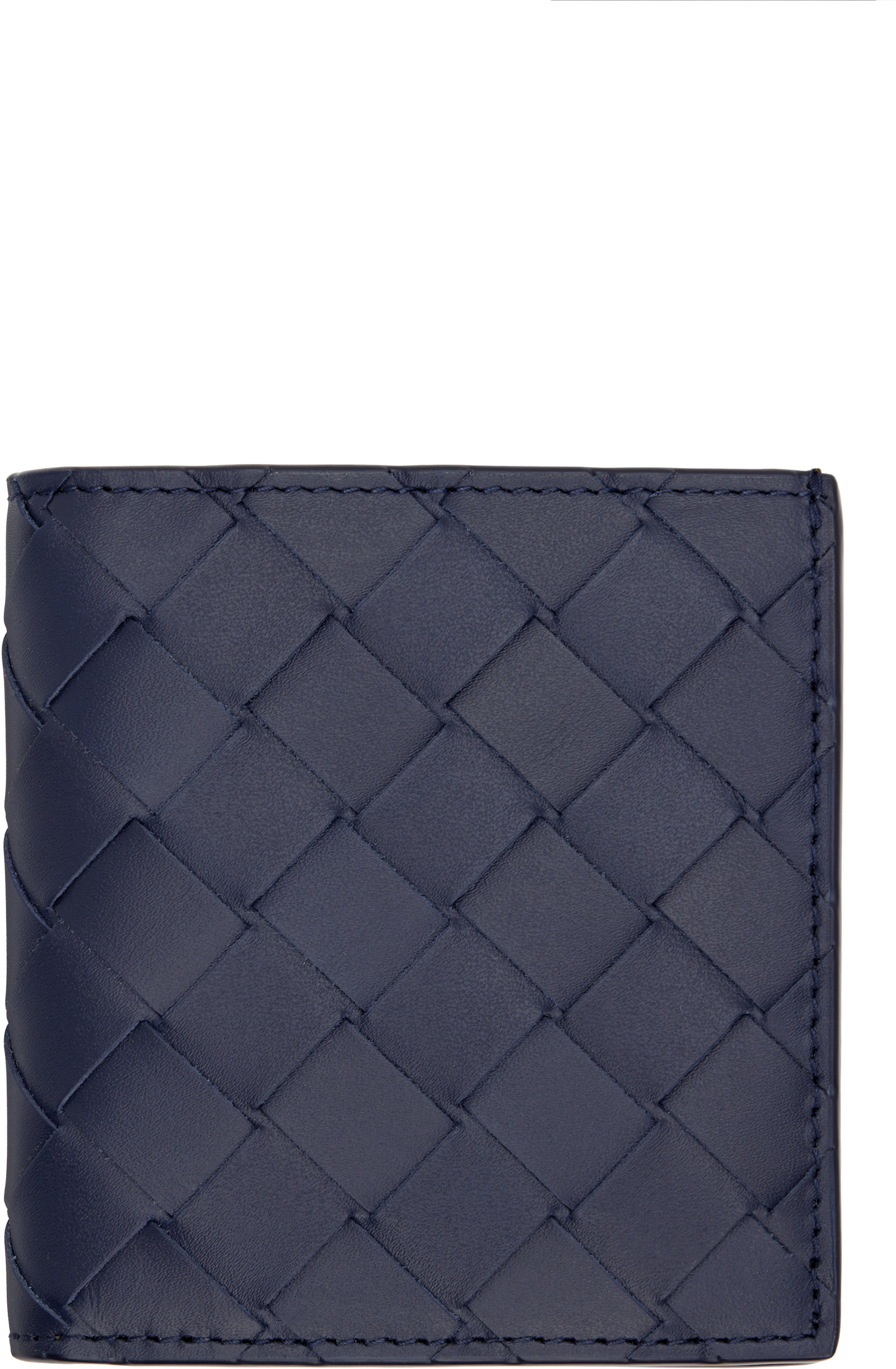 Bottega Veneta: Navy Intrecciato Slim Bi-Fold Wallet | SSENSE