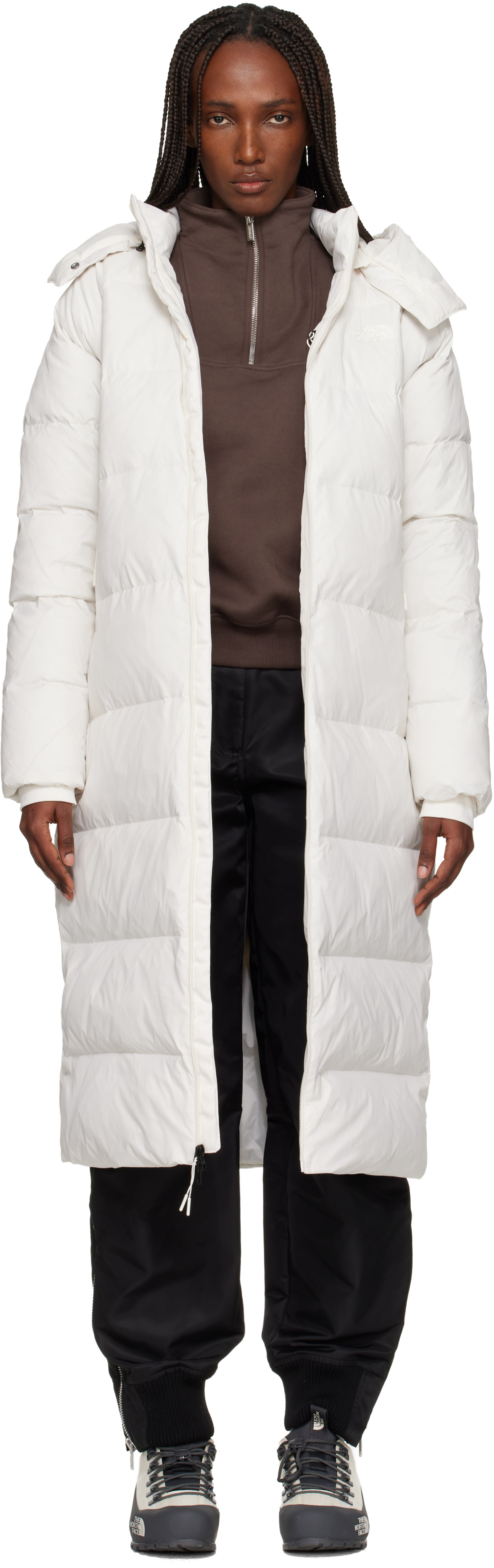 The North Face: ホワイト City Long フード ダウンコート | SSENSE 日本